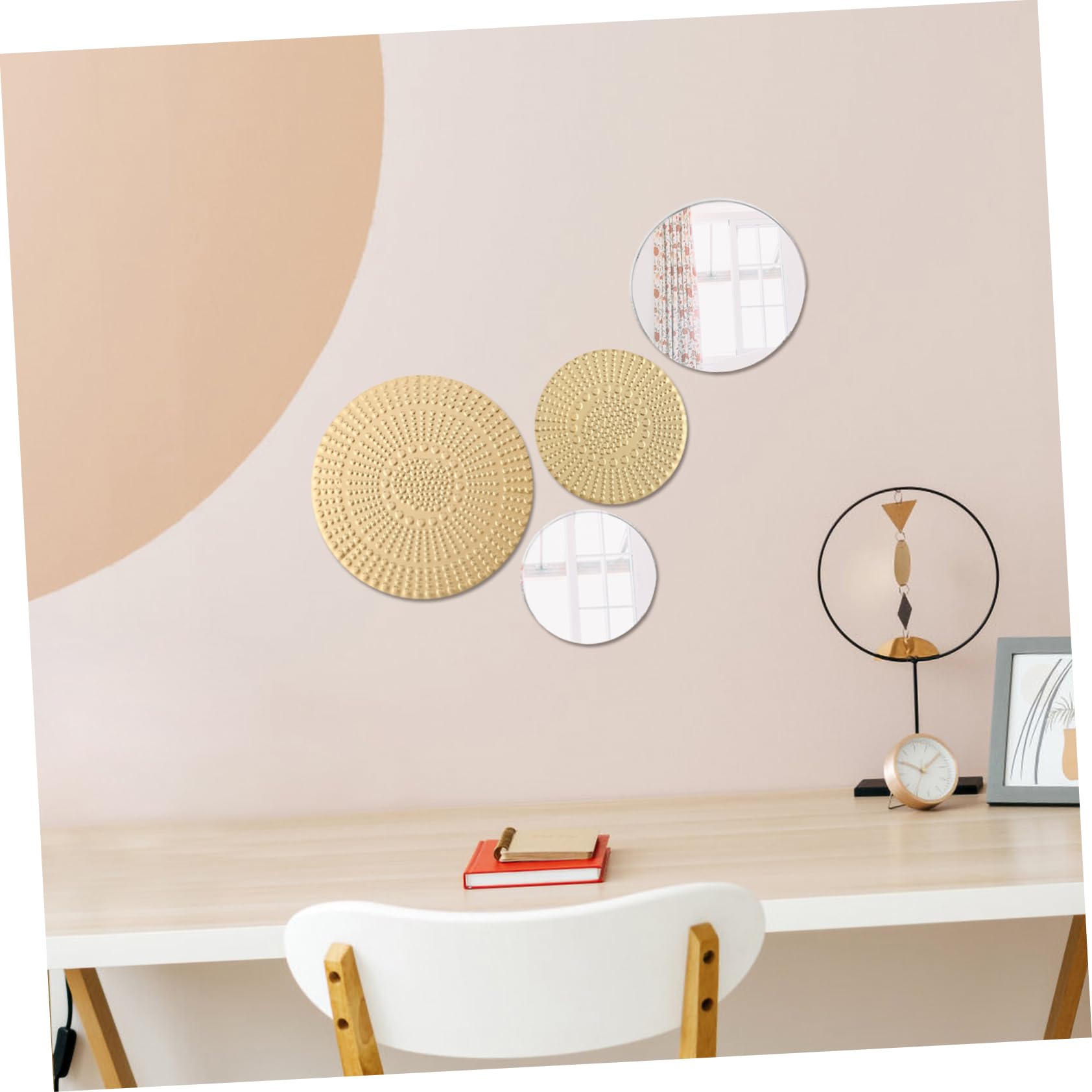 Gatuida Set di Decorazioni Murali in Metallo Specchio Rotondo Moderno per Salotto e Corridoio