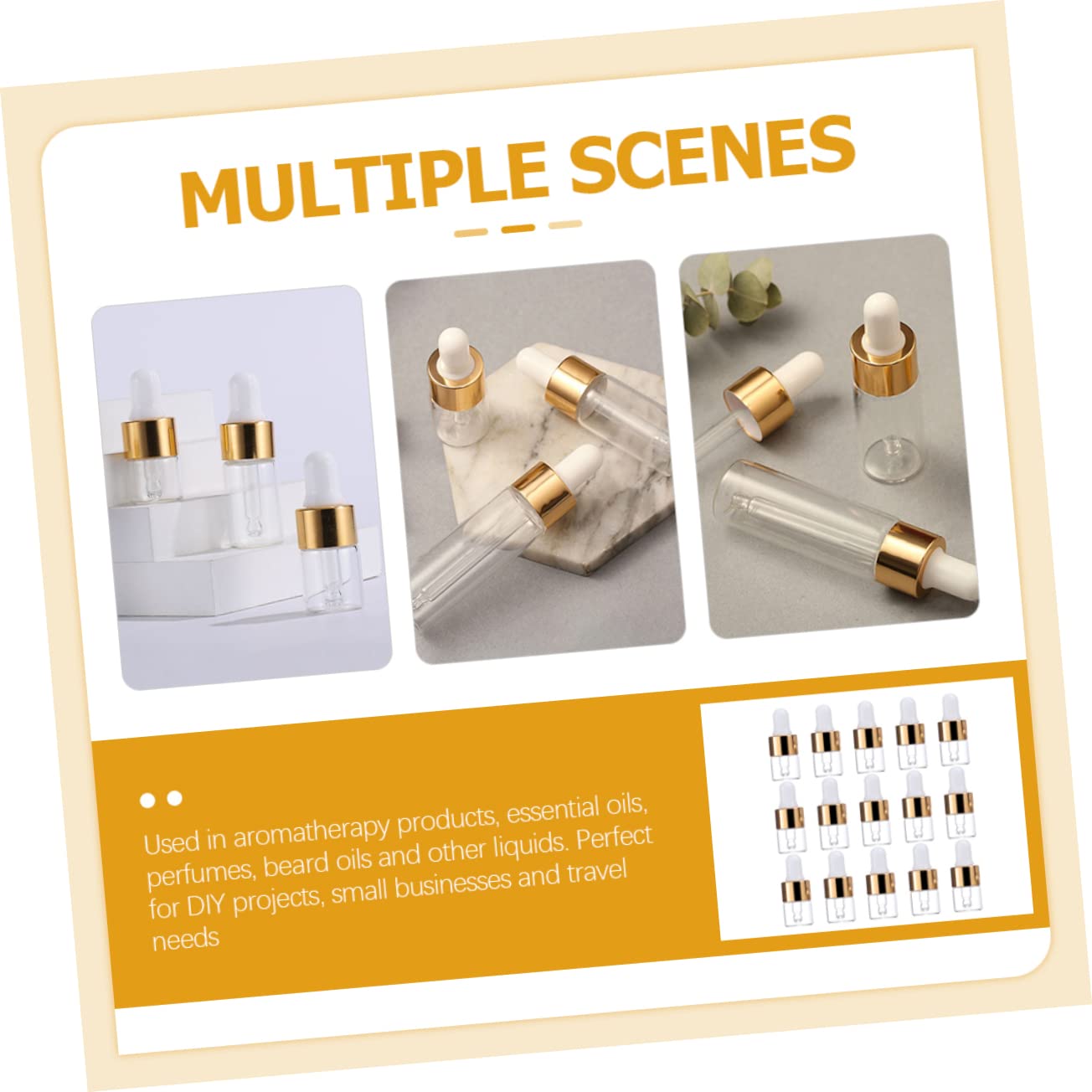 FOMIYES Tight-sealing Essential Oil Glass Bottles 25pcs Empty Droppers for Liquid Storage