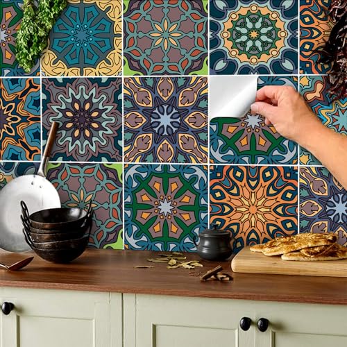 TOARTI 18 Stück Bunt Fliesenaufkleber,Mosaik Küche Wandfliese Aufkleber,Marokkanischer Fliesenfolie Badezimmer,Treppenaufkleber Wandfliese Aufkleber,Wasserdicht Selbstklebende Fliesensticker,15×15CM TOARTI 18 Stück Bunt Fliesenaufkleber,Mosaik Küche Wandfliese Aufkleber,Marokkanischer Fliesenfolie Badezimmer,Treppenaufkleber Wandfliese Aufkleber,Wasserdicht Selbstklebende Fliesensticker,15×15CM
