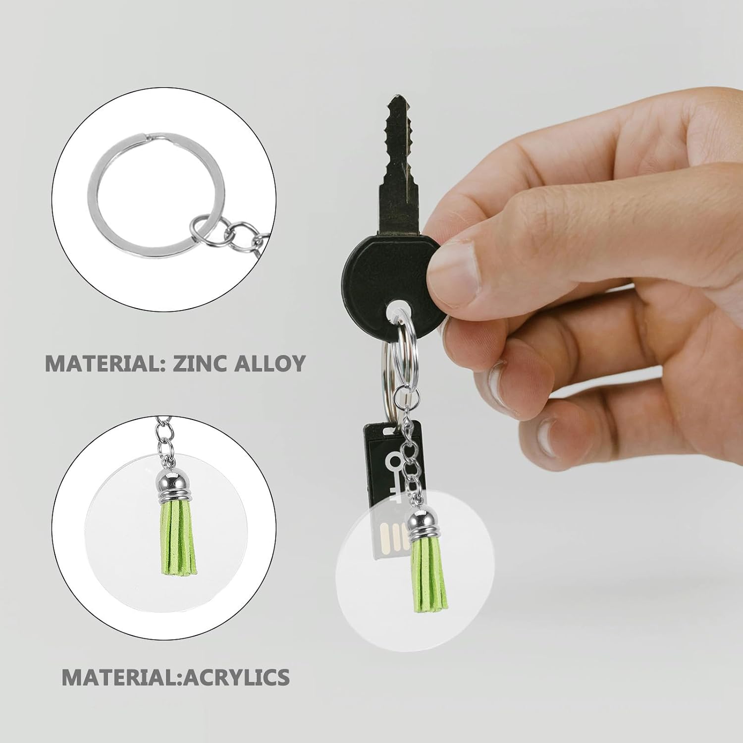 Acrylic Keychain Blanks 30 Set with PU Leather Tassels image 3