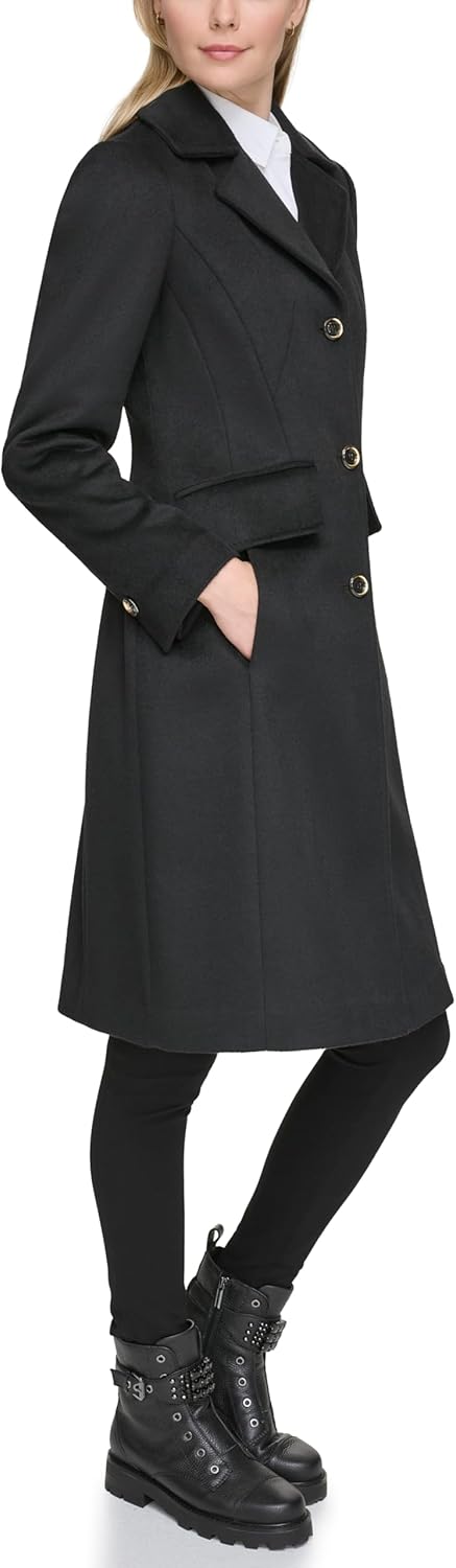 KARL LAGERFELD Women's Luxe Twill Classic Stitch Coat - Image 3