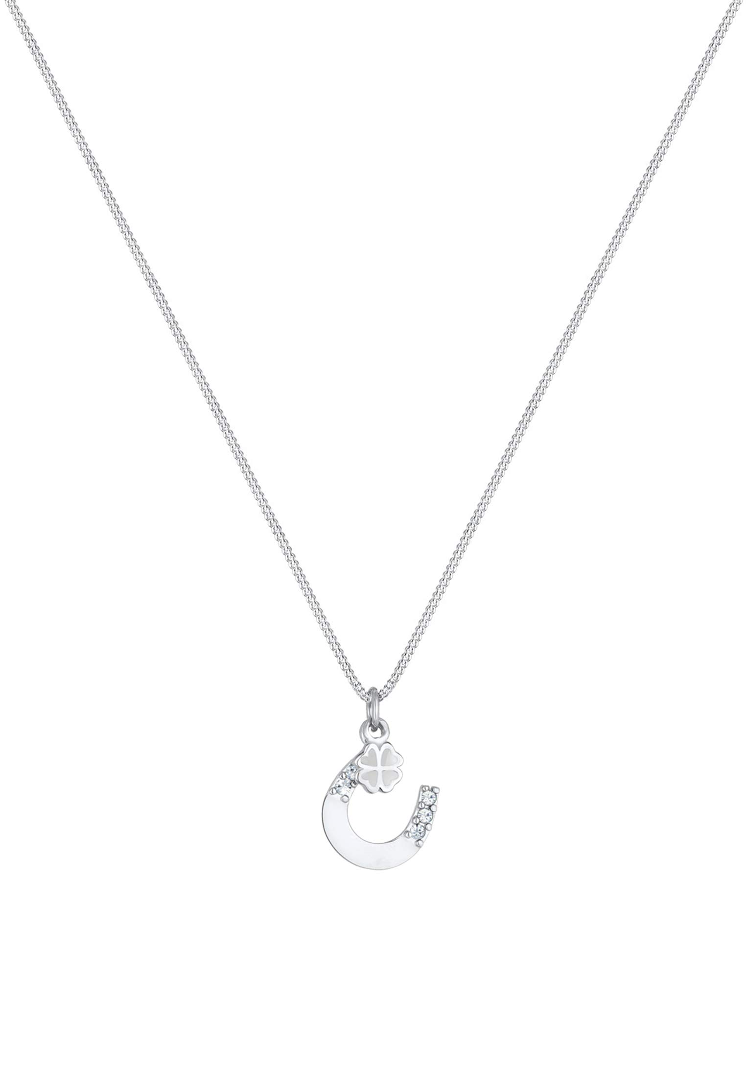 Elli Halskette Damen Anhänger Hufeisen Kleeblatt mit Kristallen 925 Silber