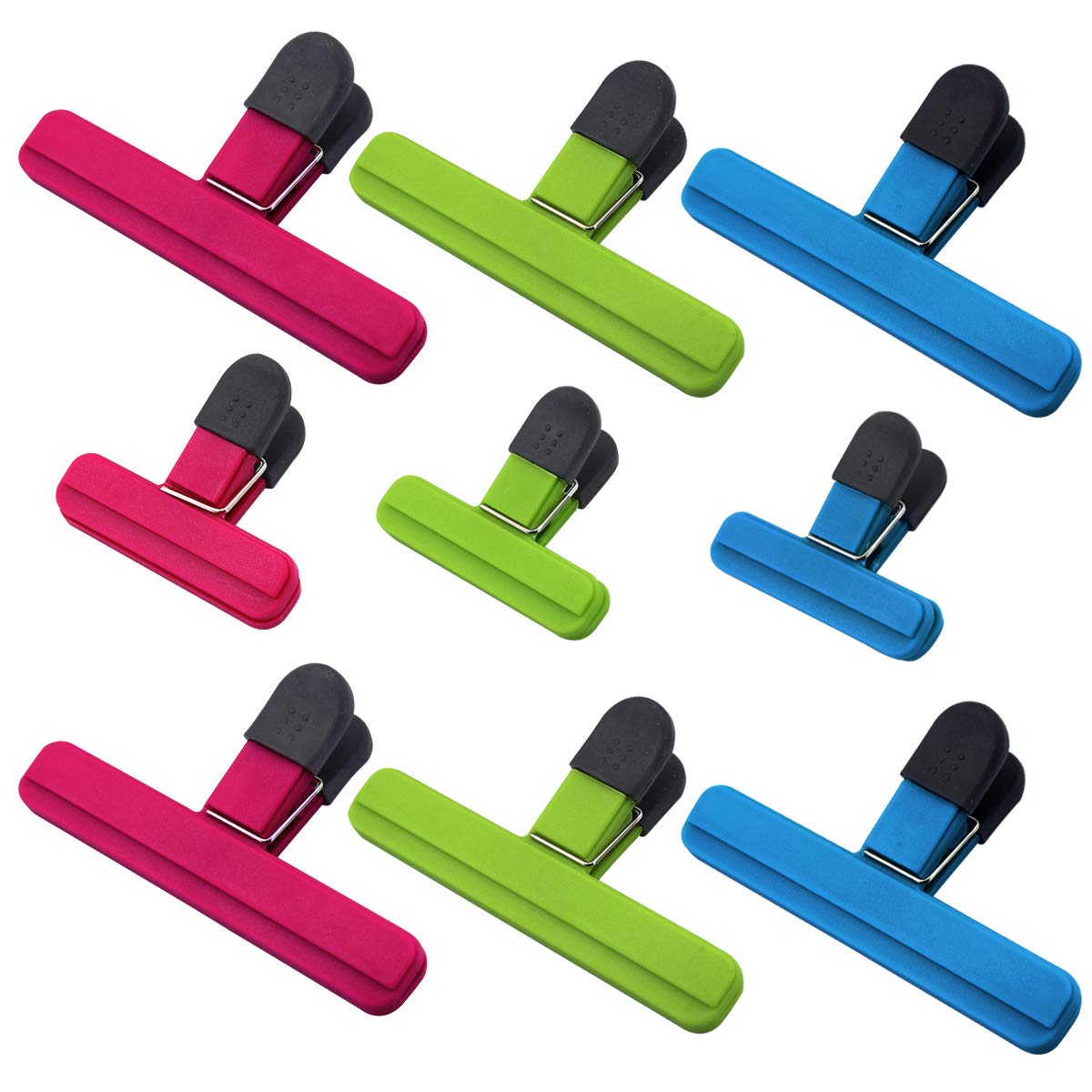 GeeVen 9 PCs Large Chip Clip Set Food Bag Sealing Clips with Good Grips Assorted Bright for Food Bags