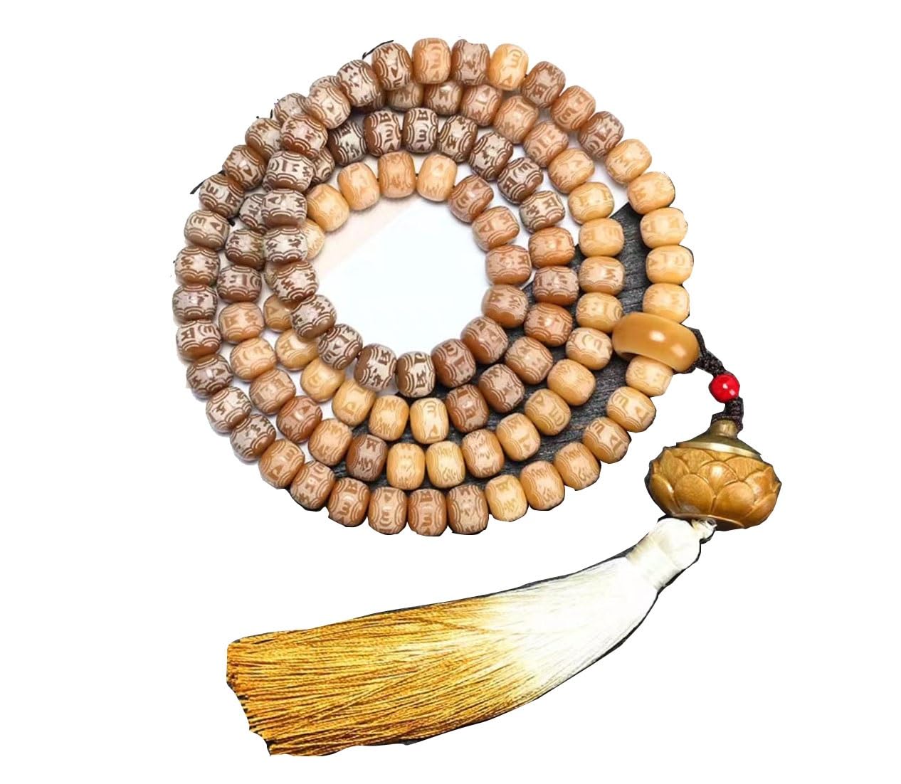 Korale modlitewne, bransoletki z koralików, naturalna zielona bransoletka z koralików Bodhi Root 108 naturalnych gradientowych koralików Bodhi Budda Mala różaniec medytacja modlitwa kobiety mężczyźni