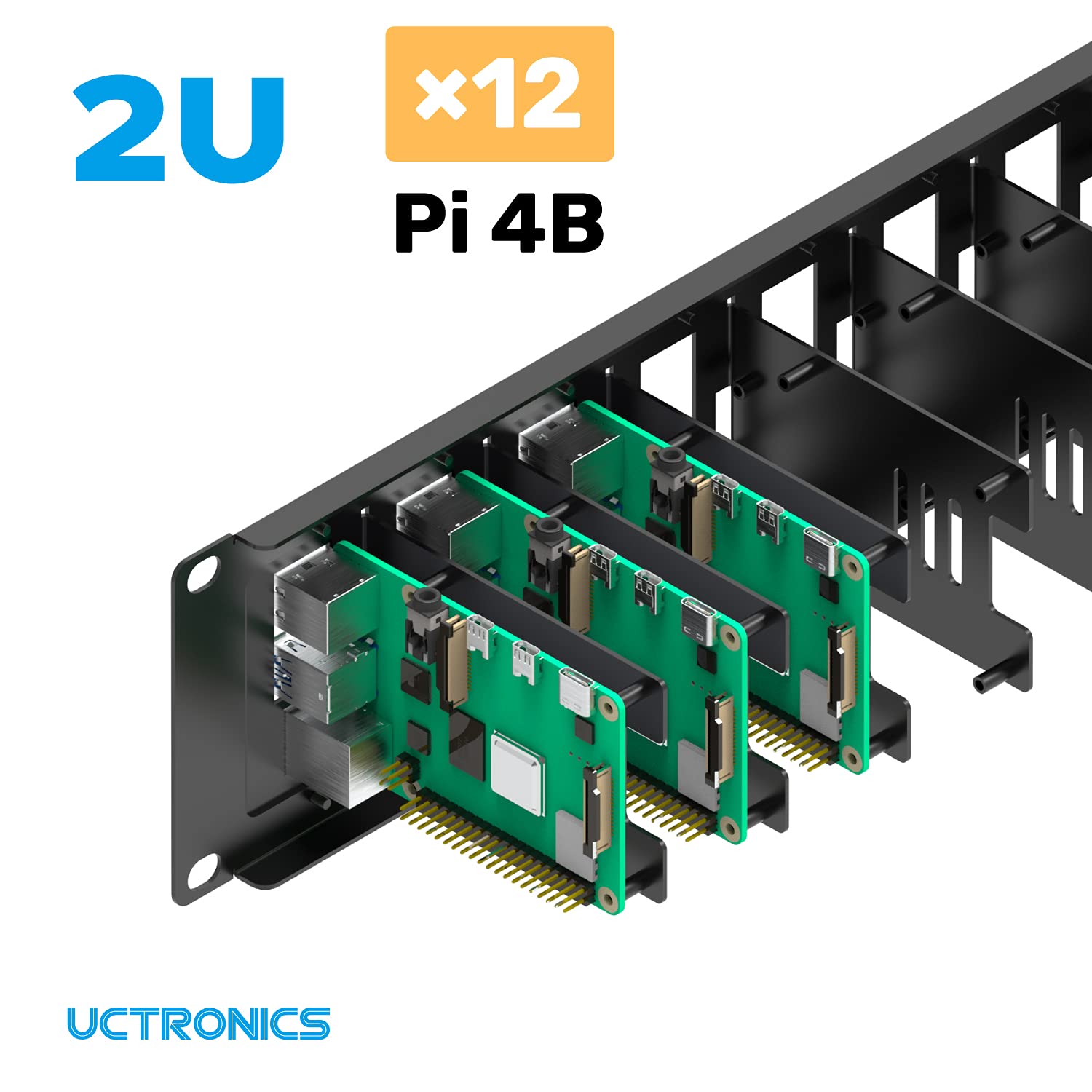 Buy UCTRONICS Upgraded 2U Rackmount for Raspberry Pi 4, 19-inch 2U ...