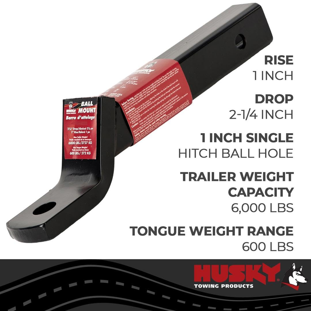 Supporto A Sfera Per Gancio Traino Husky – Classe III/IV, Foro 2,5 Cm, Caduta 5,7 Cm, Lunghezza 30,5 Cm, Portata 2721 Kg