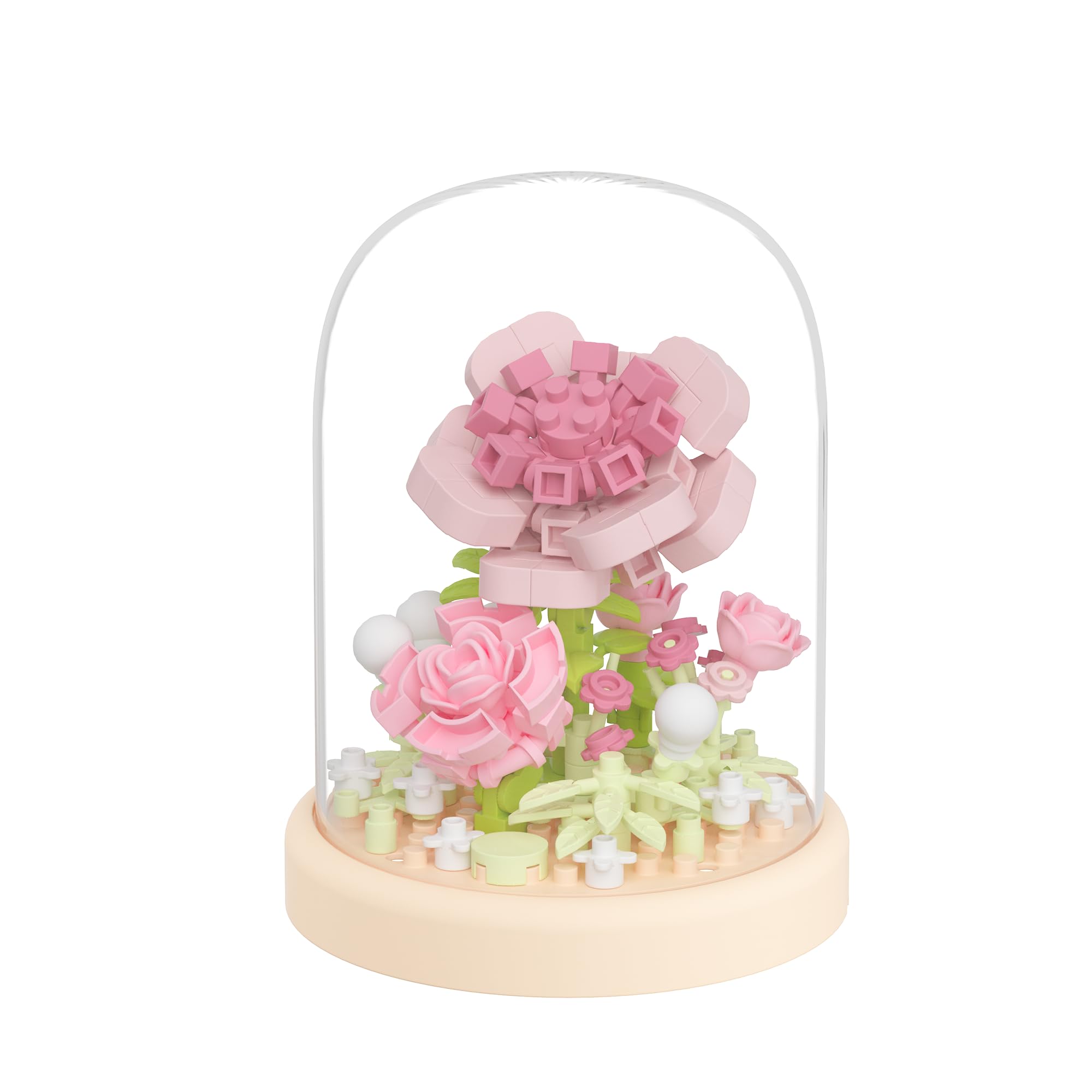 China Rose Secret Mini Flower Building Toy Bouquets with Dust Cover Set Creative Assembly Bonsai Tree Ideal for Home Decor Collection Toys