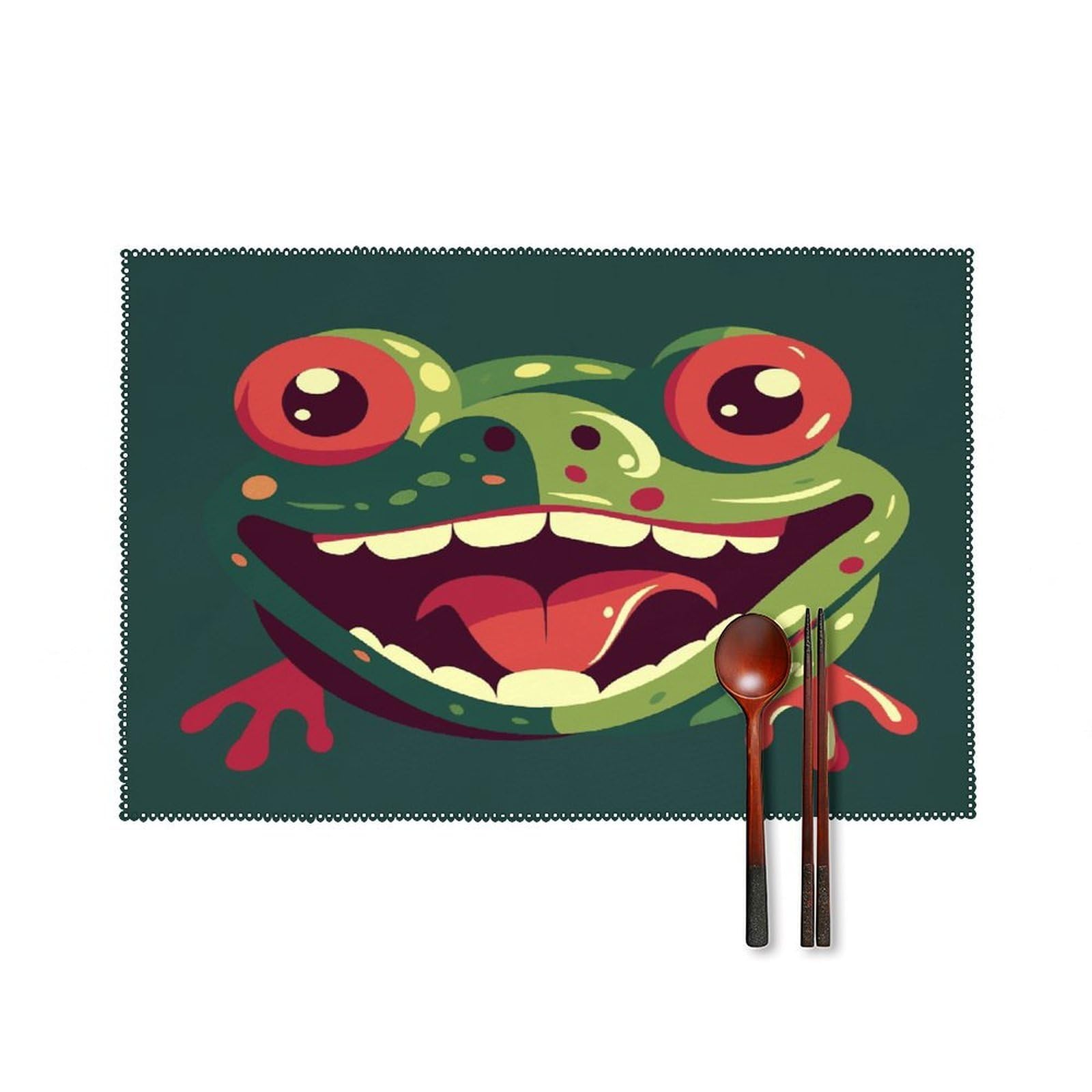 Fekiloot Style Frog With Mouth Open Placemats Set Of 6,Table Mat