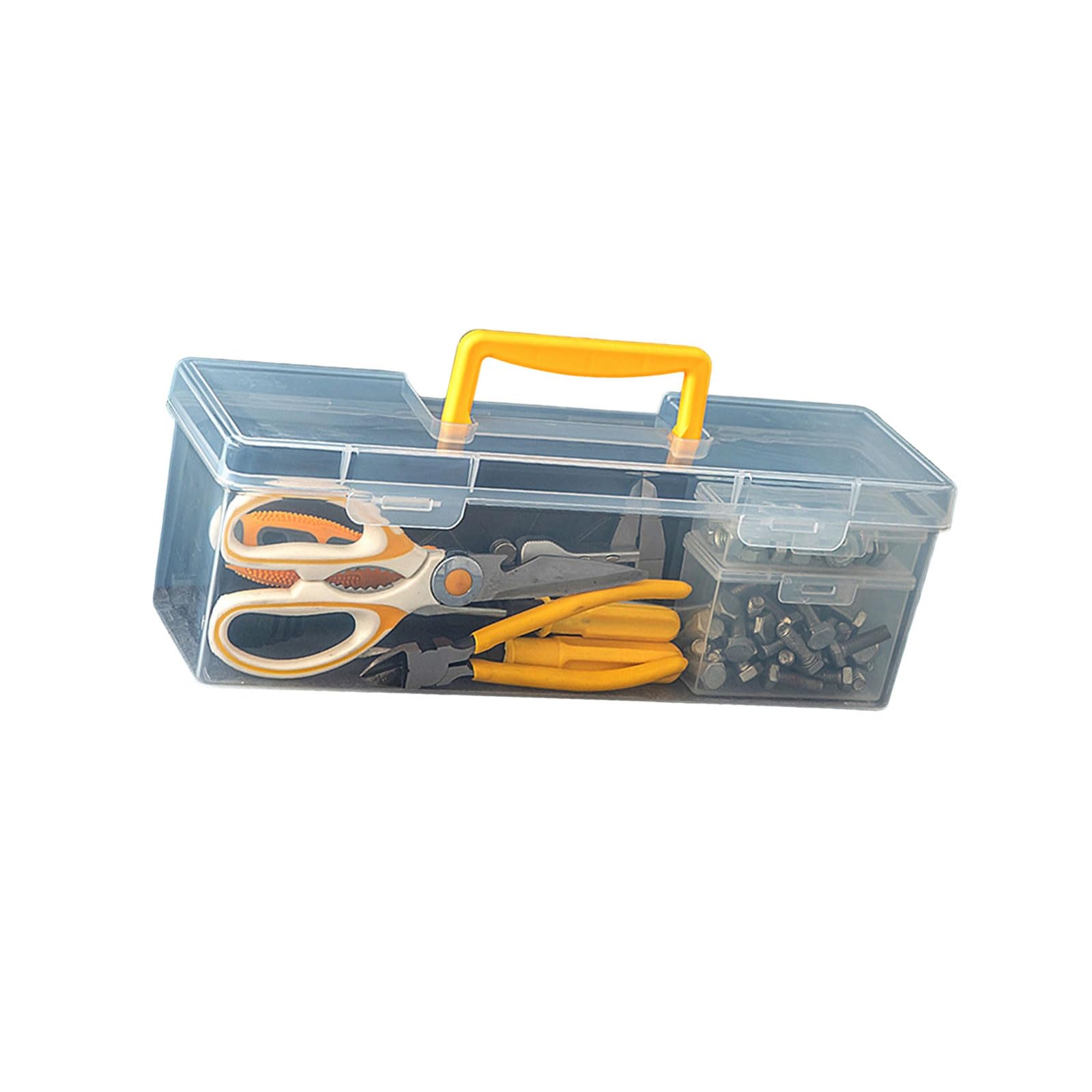 Mekalero Transparency Tool Organiser Box with Sturdy Handle for Hardware Storage Multipurpose Handheld Toolbox with Lid Tool Storage for Nails and Screws