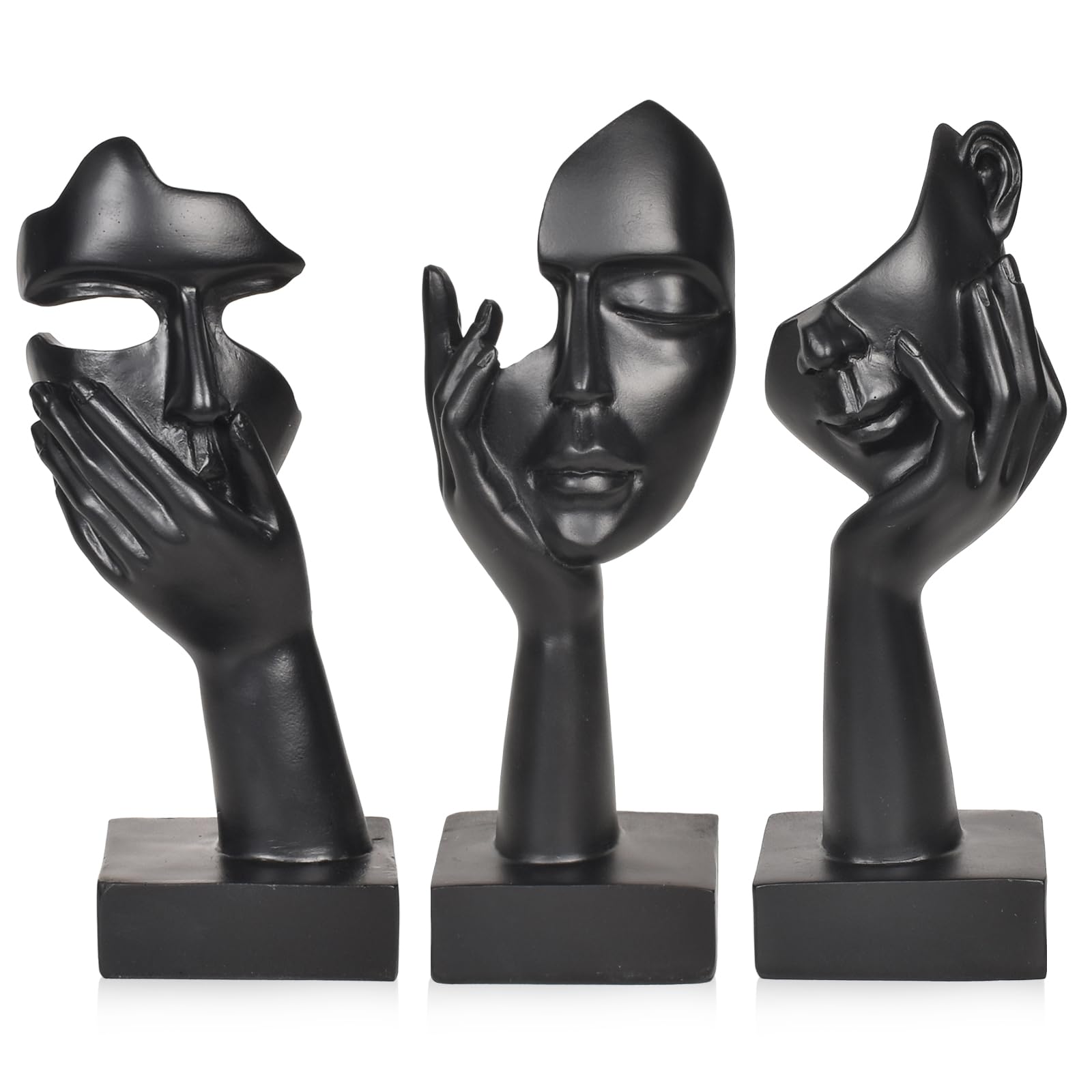 3 piezas Estatuas de Cara Abstractas, Escultura de Resina Abstracta Pensador, Estatua de Arte de Cara de Mujer Creativa Simple, Escultura Moderna Decorativa, para Salón, Oficina, Biblioteca, Pasillo