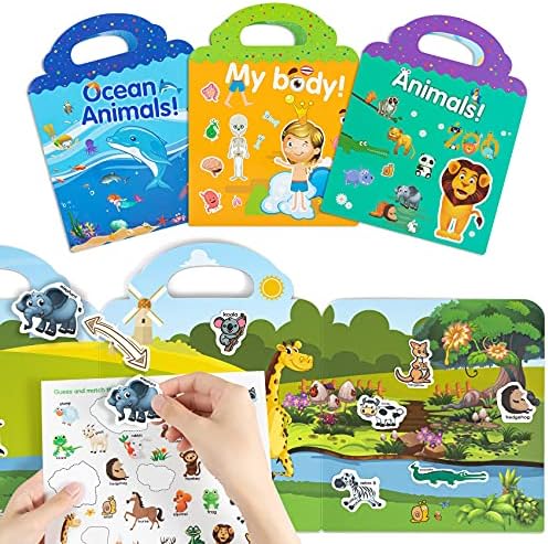 HahaGift 3-Pack Static Clear Reusable Sticker Books Fun Window Clings Toys for Kids