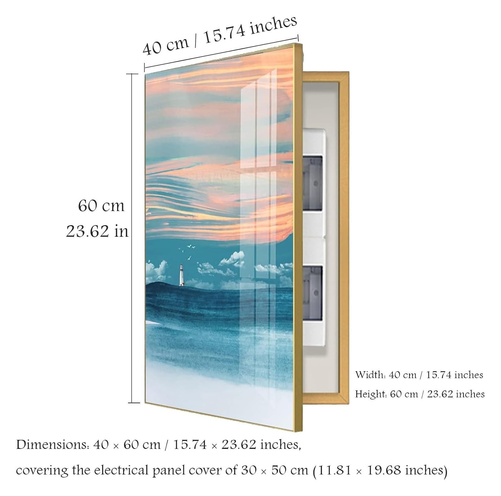 Pintura Decorativa for Caja de medidor eléctrico, Cubierta de Caja de distribución con Panel abatible(Gold,40cmx60cm)