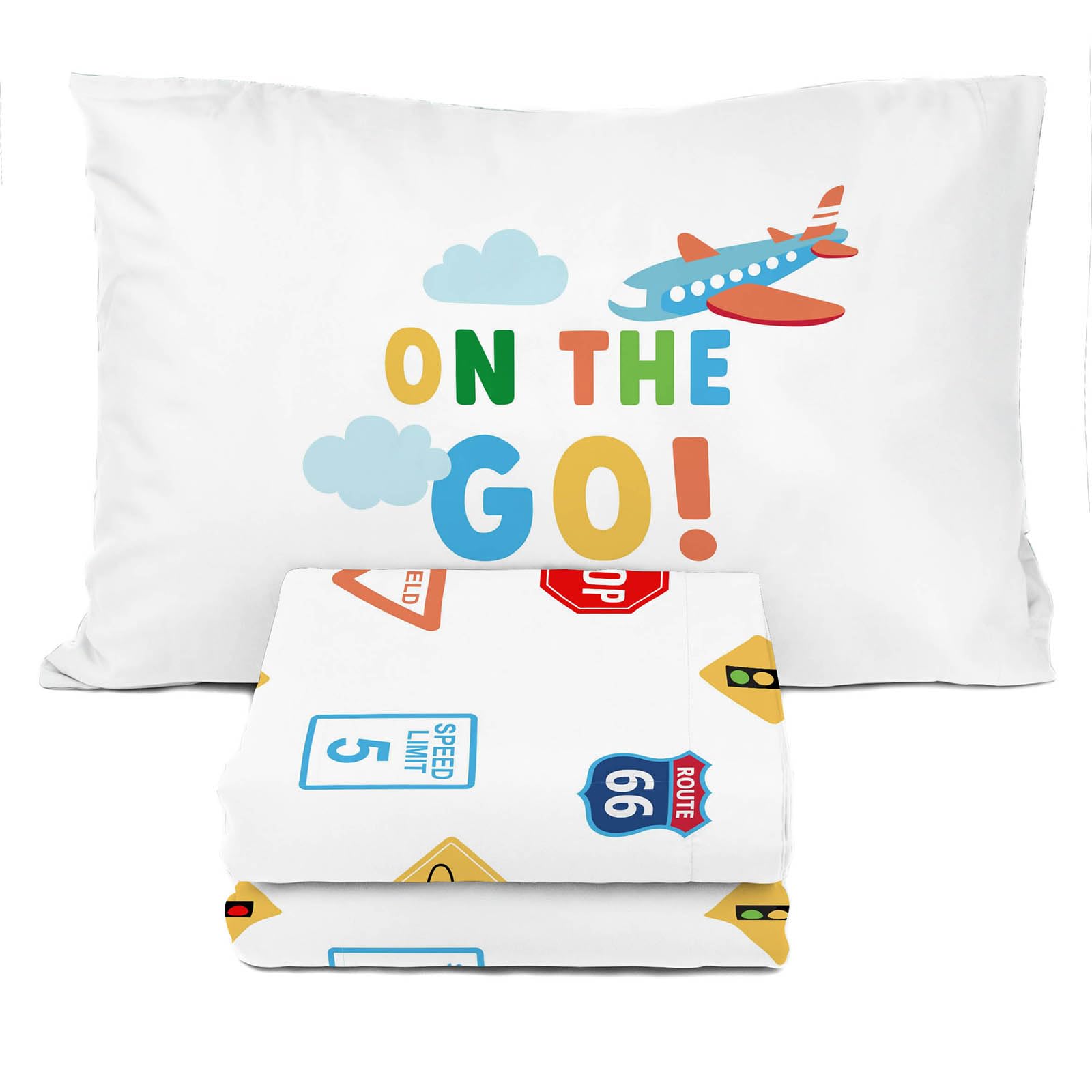 Sunny Side Up On The Go Toddler Sheet Set - 3 Piece Toddler Bedding Set Includes Pillow Cover - Super Soft Microfiber Sheets