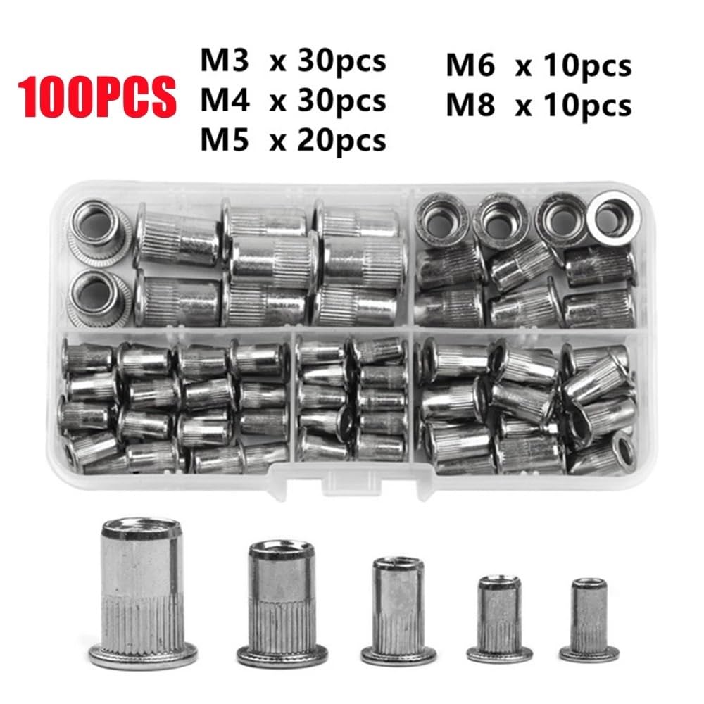 Inserto for rivetti in acciaio inossidabile Set di dadi for rivetti in acciaio inossidabile di varie dimensioni Rivetnut(150PCS M3-M8)