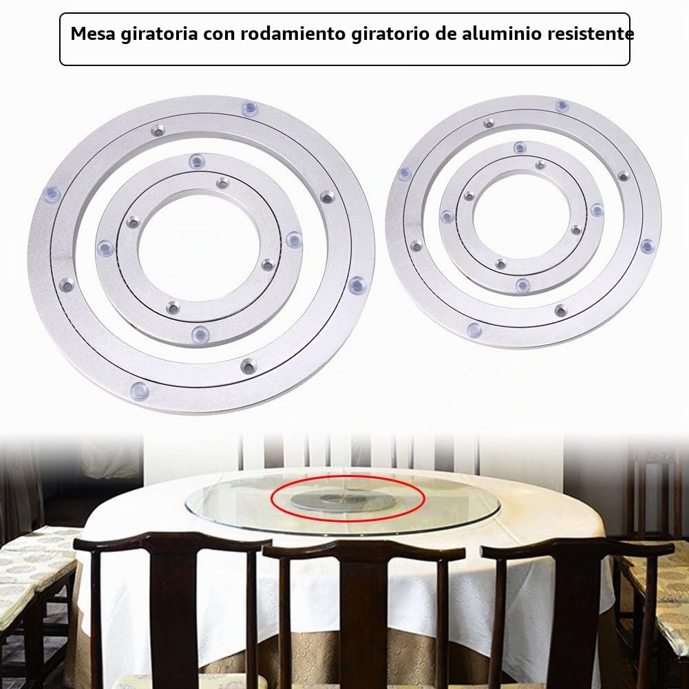 Lazy Susan - Placa giratoria de mesa de rodamiento, rodamientos giratorios redondos de aluminio para mesa de comedor (10 pulgadas)