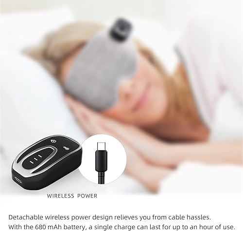 Miniatura 4 de Máscara térmica para dormir para batería inalámbrica, diseño de copas de espuma viscoelástica 3D, reduce la presión y promueve una relajación más
