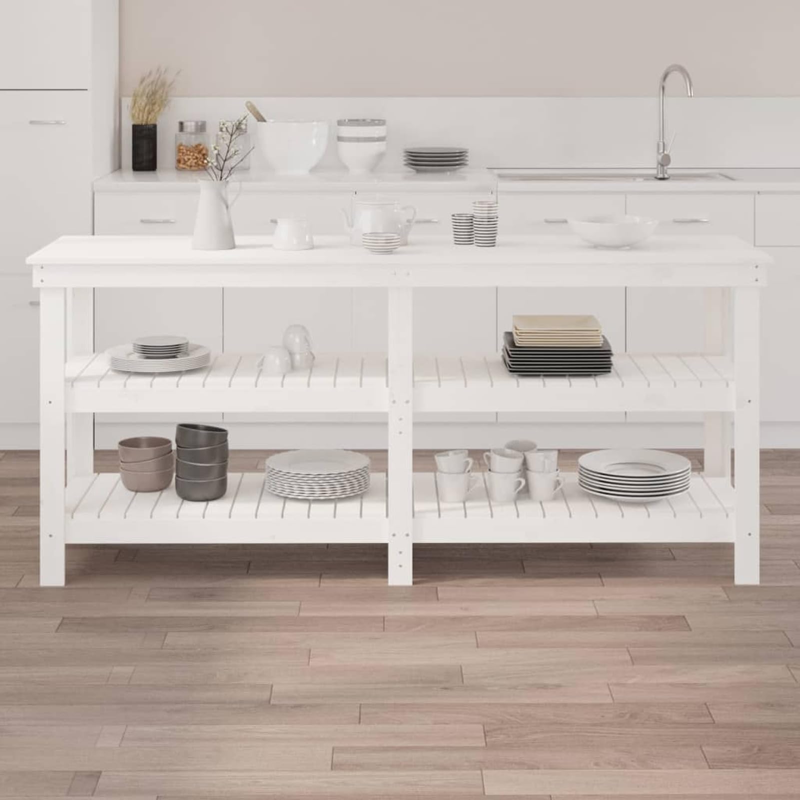 Banco de Trabajo, Mesa De Trabajo Taller, Caballete Mesa, Banco Herramientas, Bancada De Trabalho, Caballete para Mesa, de Madera Maciza de Pino Blanco 181x50x80 cm