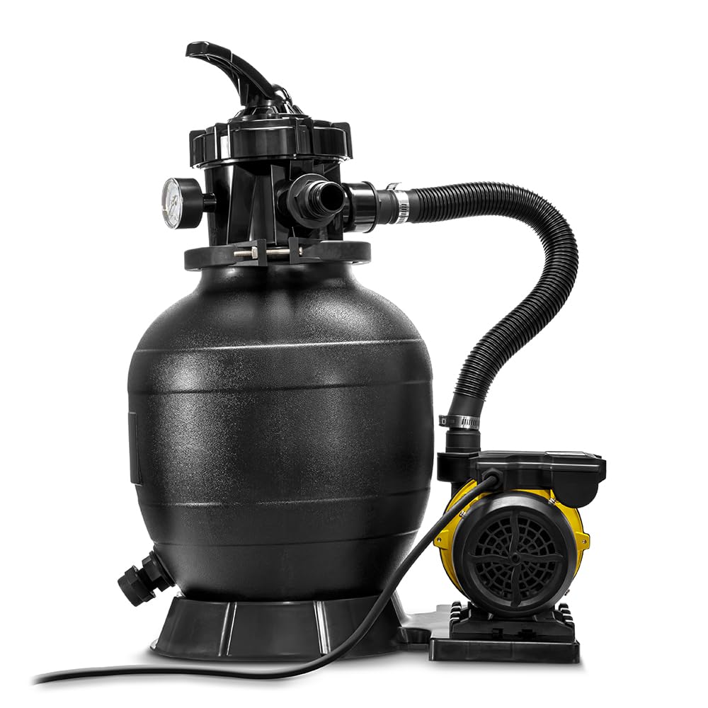 TROTEC Bomba de filtro de arena TSP 7900 E – Bomba de piscina con válvula de 7 vías, potencia de extracción de 7900 l/h, 250 W, para arena, vidrio filtrante y bolas de filtro, potente sistema de