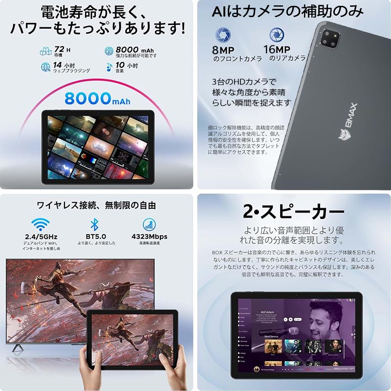 Androidタブレット本体 BMAX I12 Power BMAX I12 Power、11.4インチ アスペクト比 7:5、Helio G99搭載の