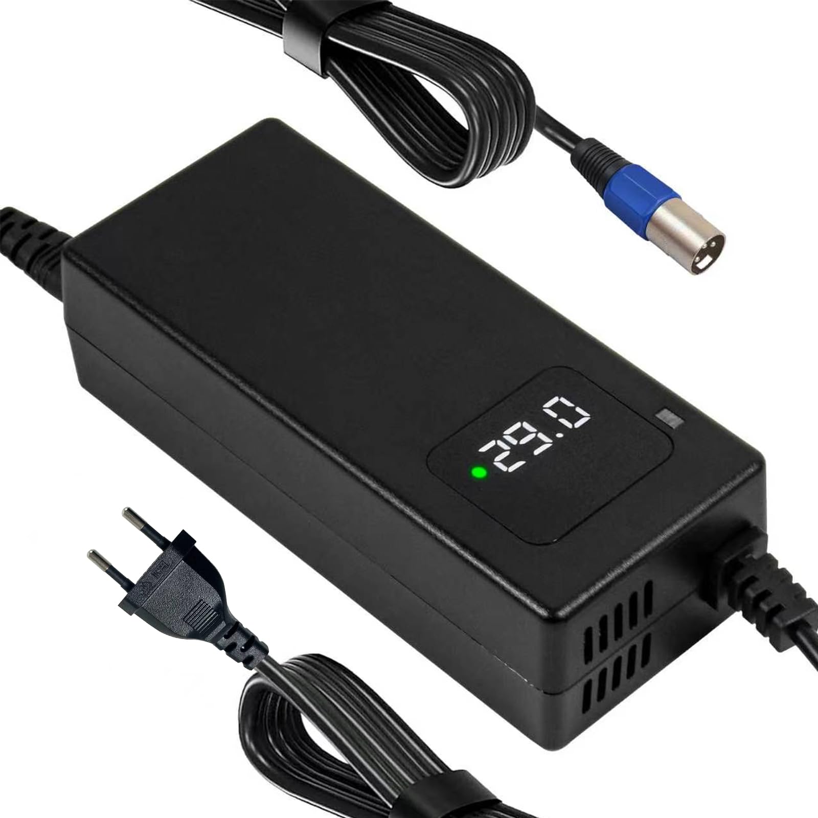 Cargador de batería 24 V Plomo 29 V 4 A XLR - Cargador para silla de ruedas eléctrica con pantalla LED de tensión