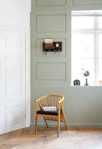 Miniatura 5 de Dahey Soporte para correo montado en la pared, organizador de llaves y correo de madera con 4 ganchos dobles para entrada, estante decorativo