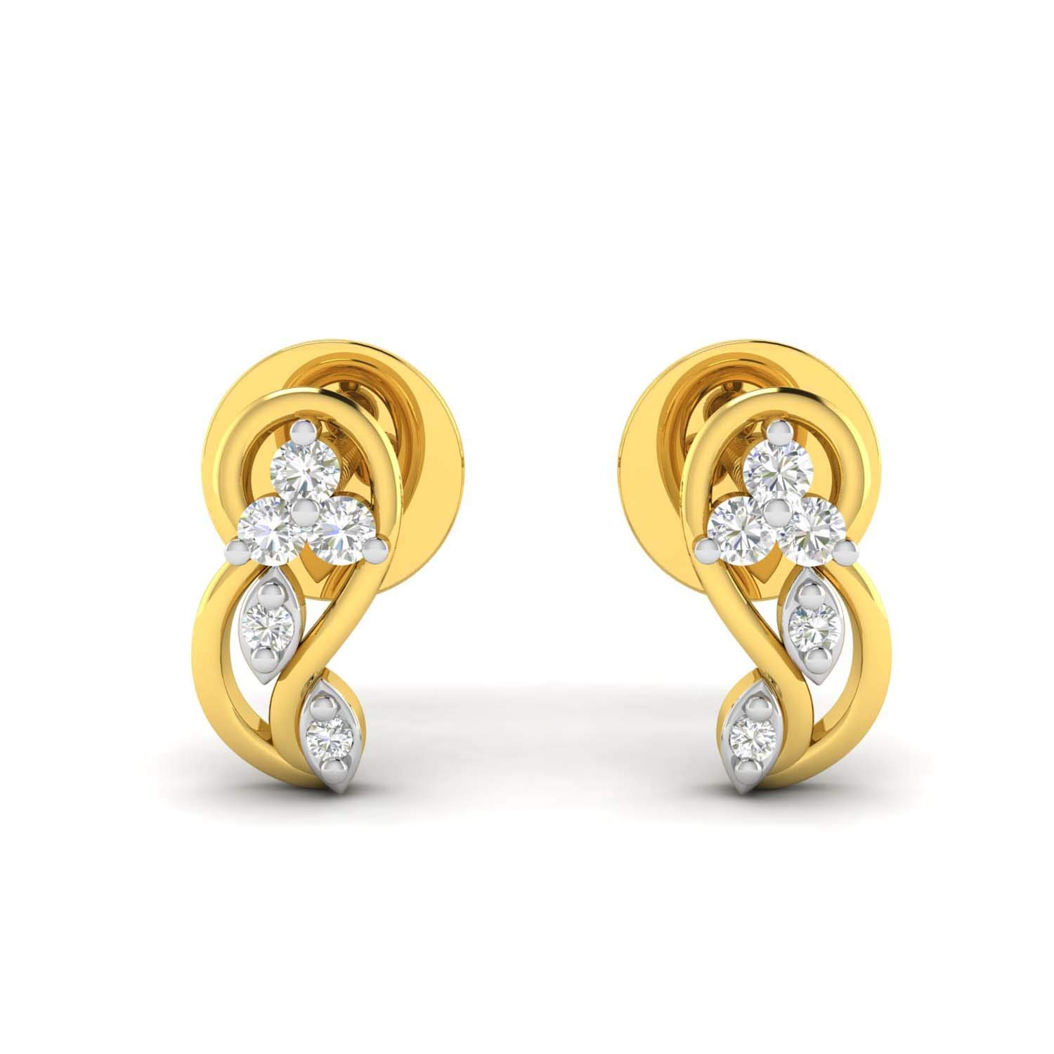 avsar 18k (750) Yellow Gold and Diamond Stud Earrings for Women-picture-26