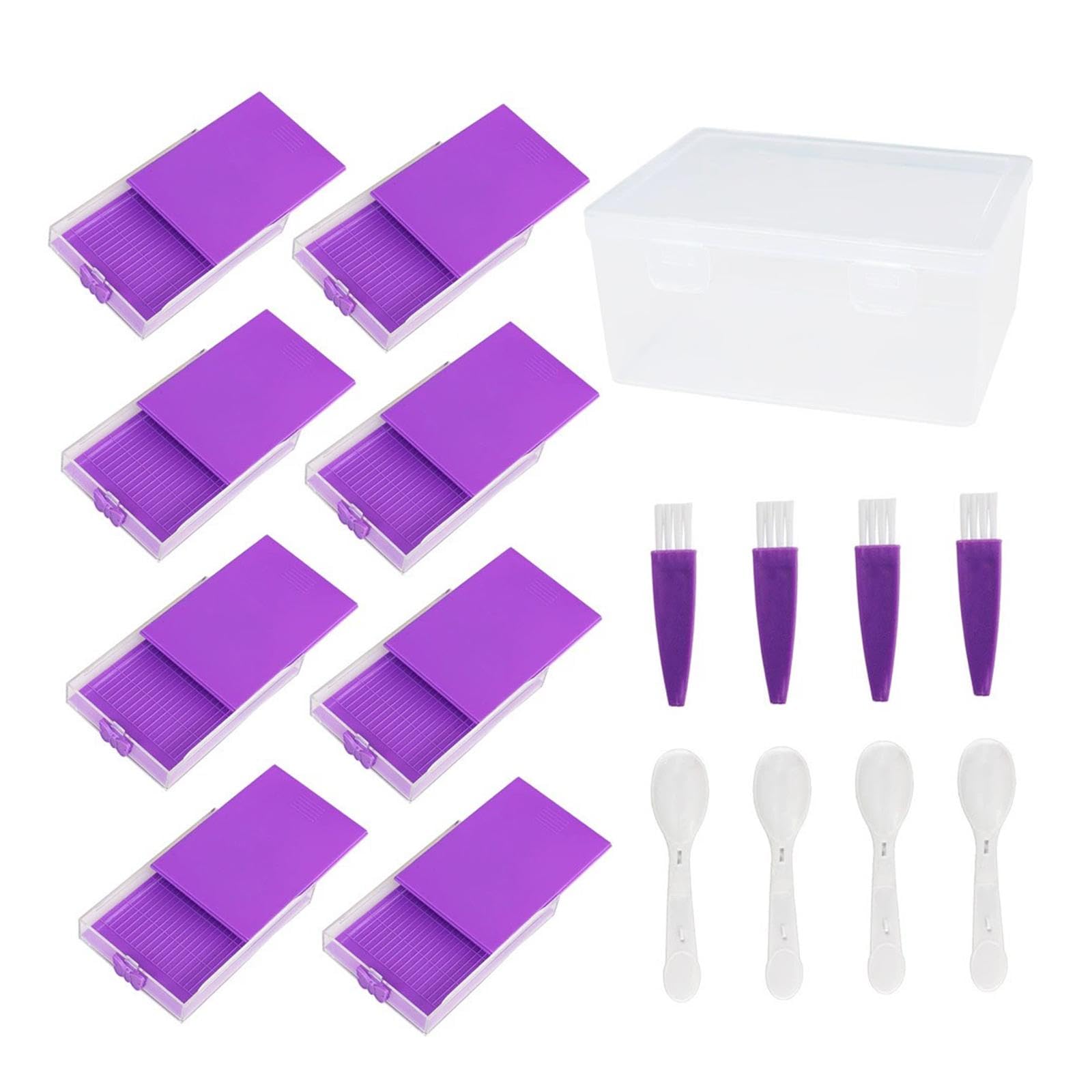 ATORSE™ 8Pcs Rhinestone Painting Tray Container Large Capacity Sorter Bead Storage Tray Purple-image-43