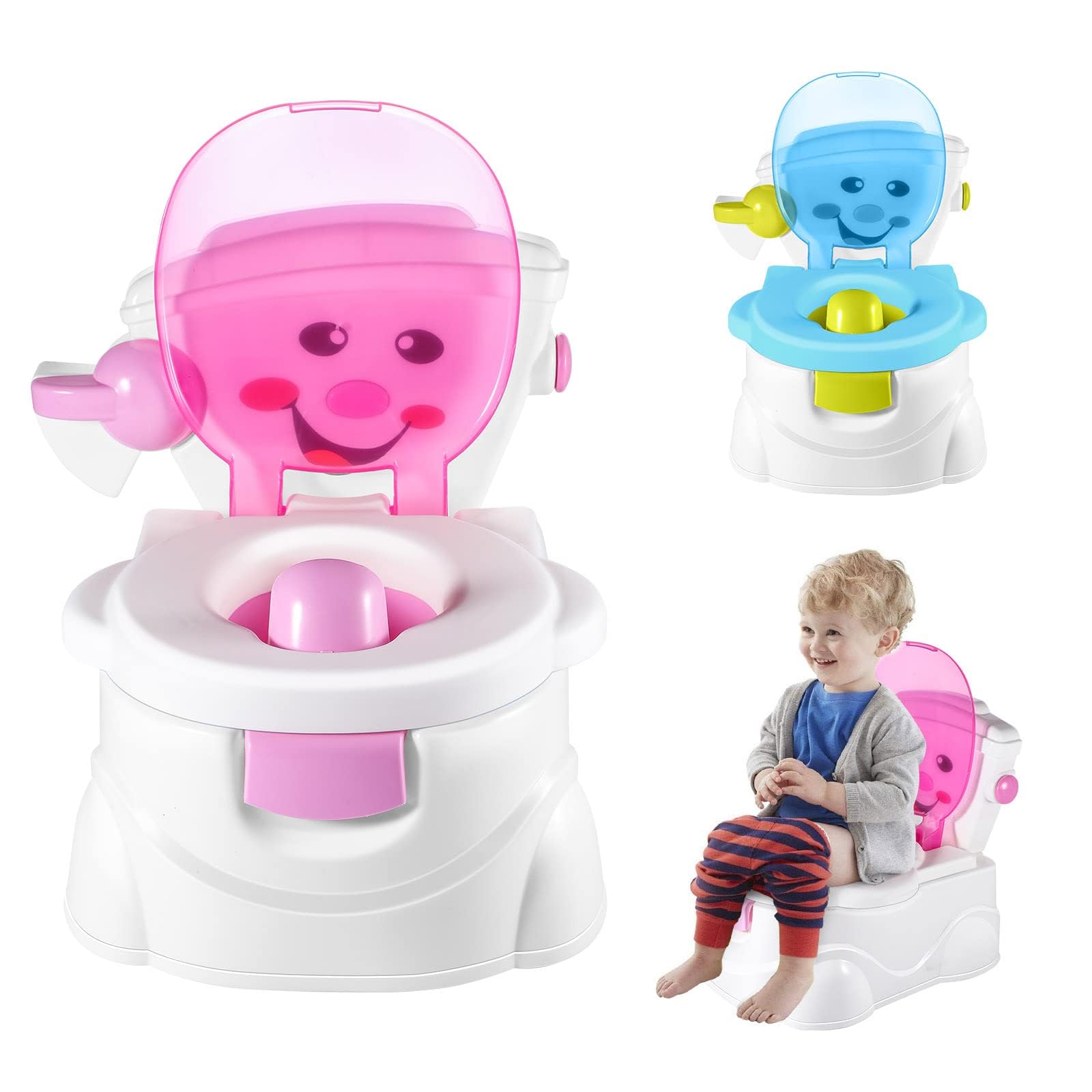 Vasino 2 In 1 Con Paraspruzzi - Portatile, Per Bambini 6 Mesi-5 Anni, Rosa - Foto 2