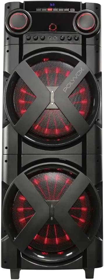 Polyvox, Torre de Som Amplificada Bluetooth Polyvox TWS XT-2000T Bi-volt 2 Woofer de 12"