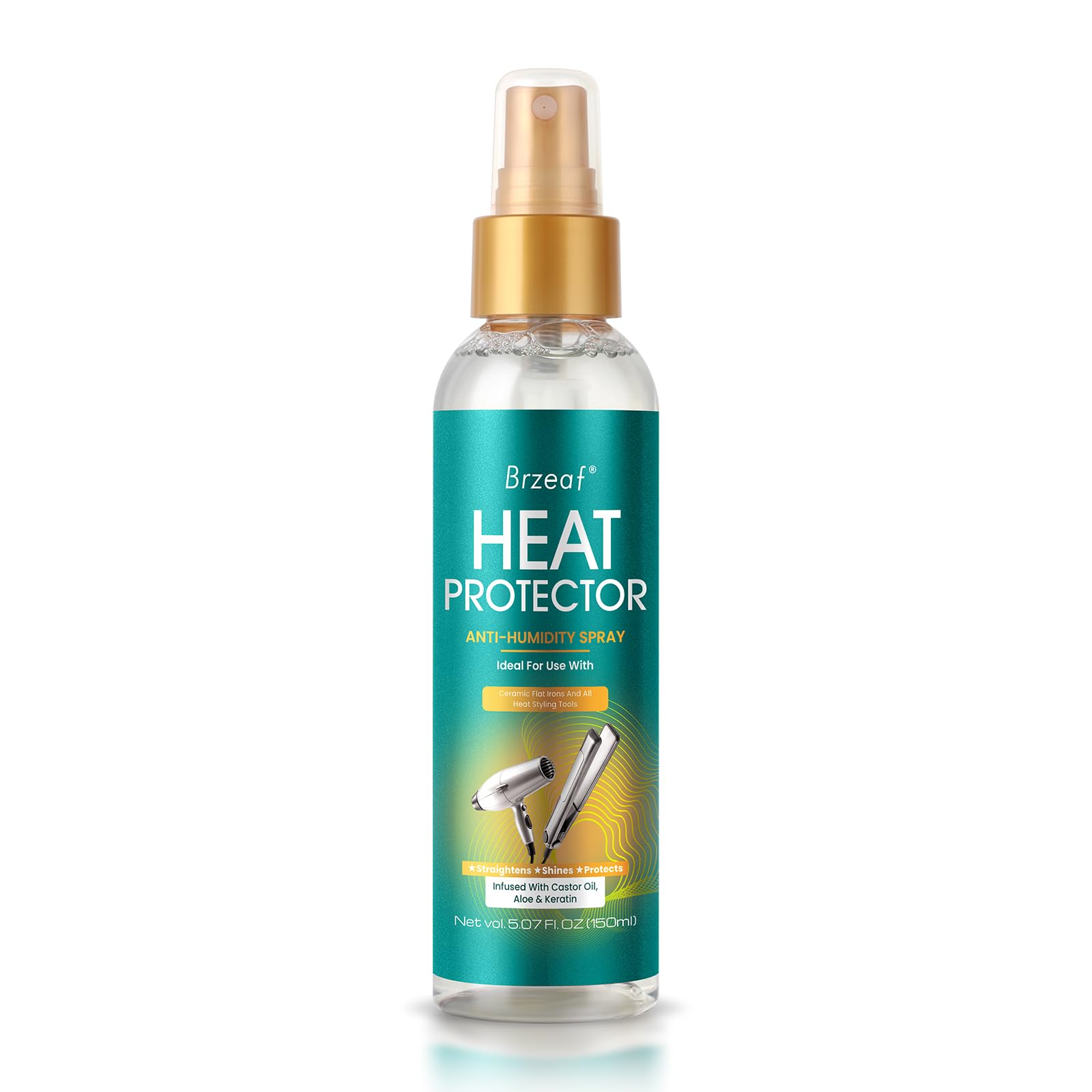 Brzeaf Heat Protection Spray for Hair (150ml), Professional Grade Thermal Protector &Smooth & Moisturizing, Heat Damage Protection, Heat Protectant