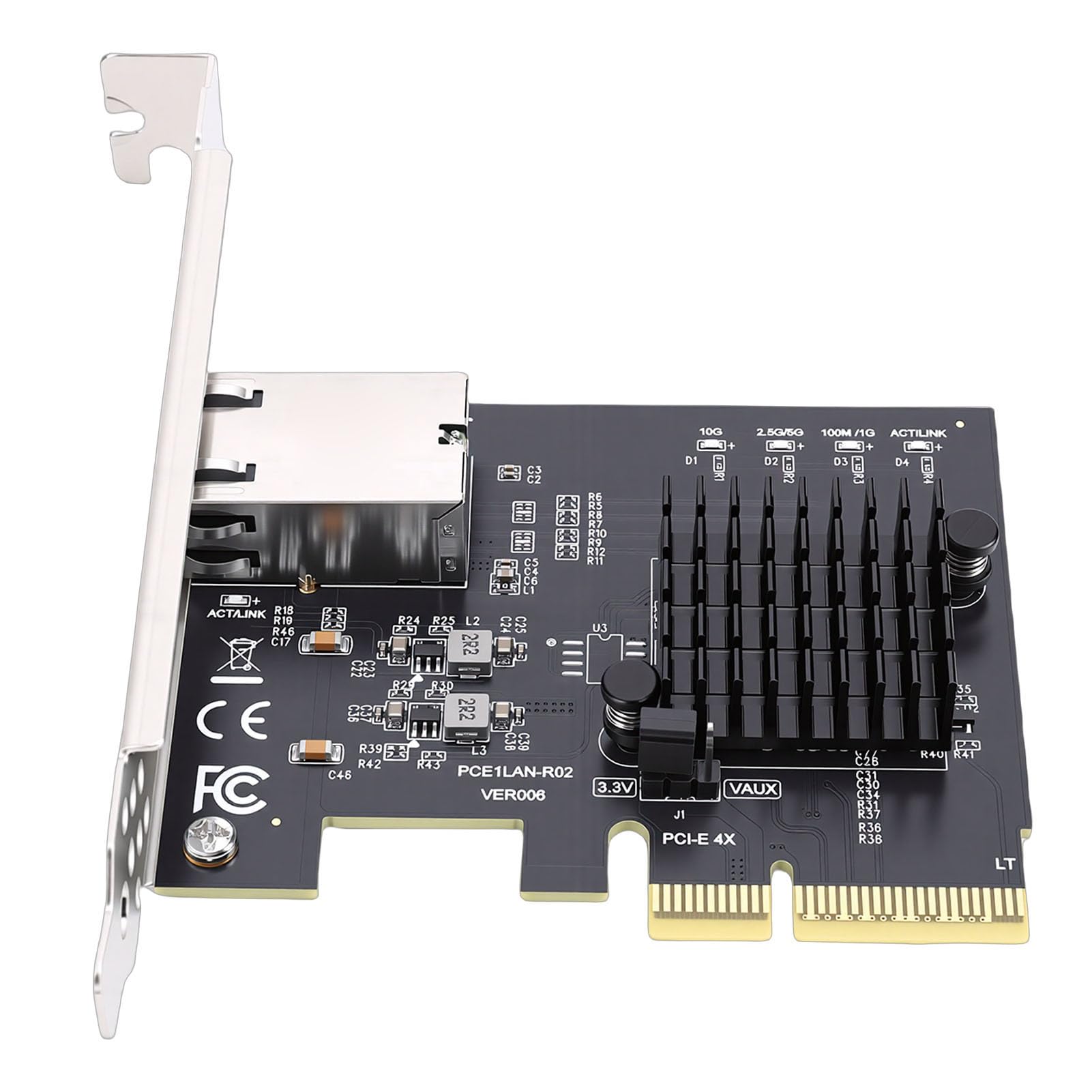 Luqeeg Scheda di Rete Gigabit PCIe 4X, Adattatore Ethernet da 10 Gbps, Scheda di Rete Server con Chip Realtek RTL8127AT, Ideale per, Desktop, Server, PC, NAS e Data Center