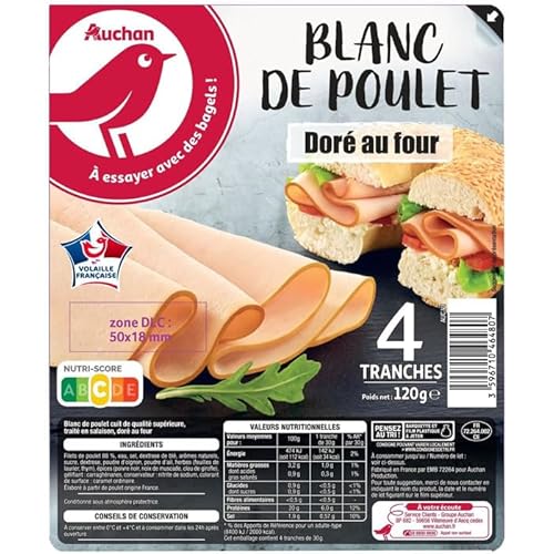 AUCHAN Blanc de poulet doré au four 120 g