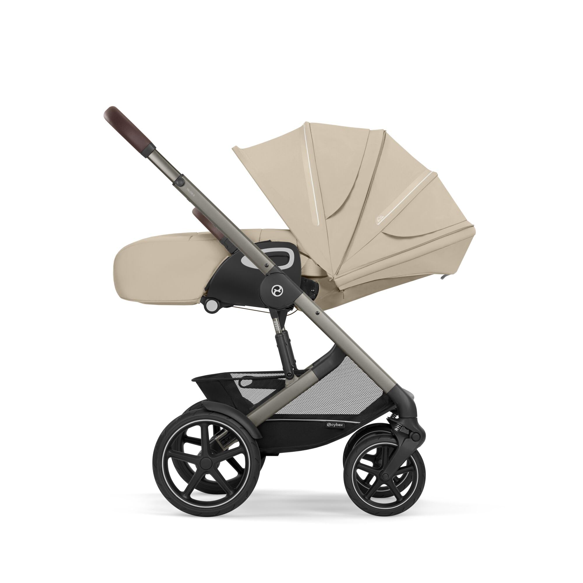 CYBEX Gold TALOS S LUX Wózek dziecięcy, Od urodzenia do 22 kg (ok. 4 lata), Z zawieszeniem terenowym, regulowanym uchwytem i ergonomiczną pozycją leżącą, Almond Beige