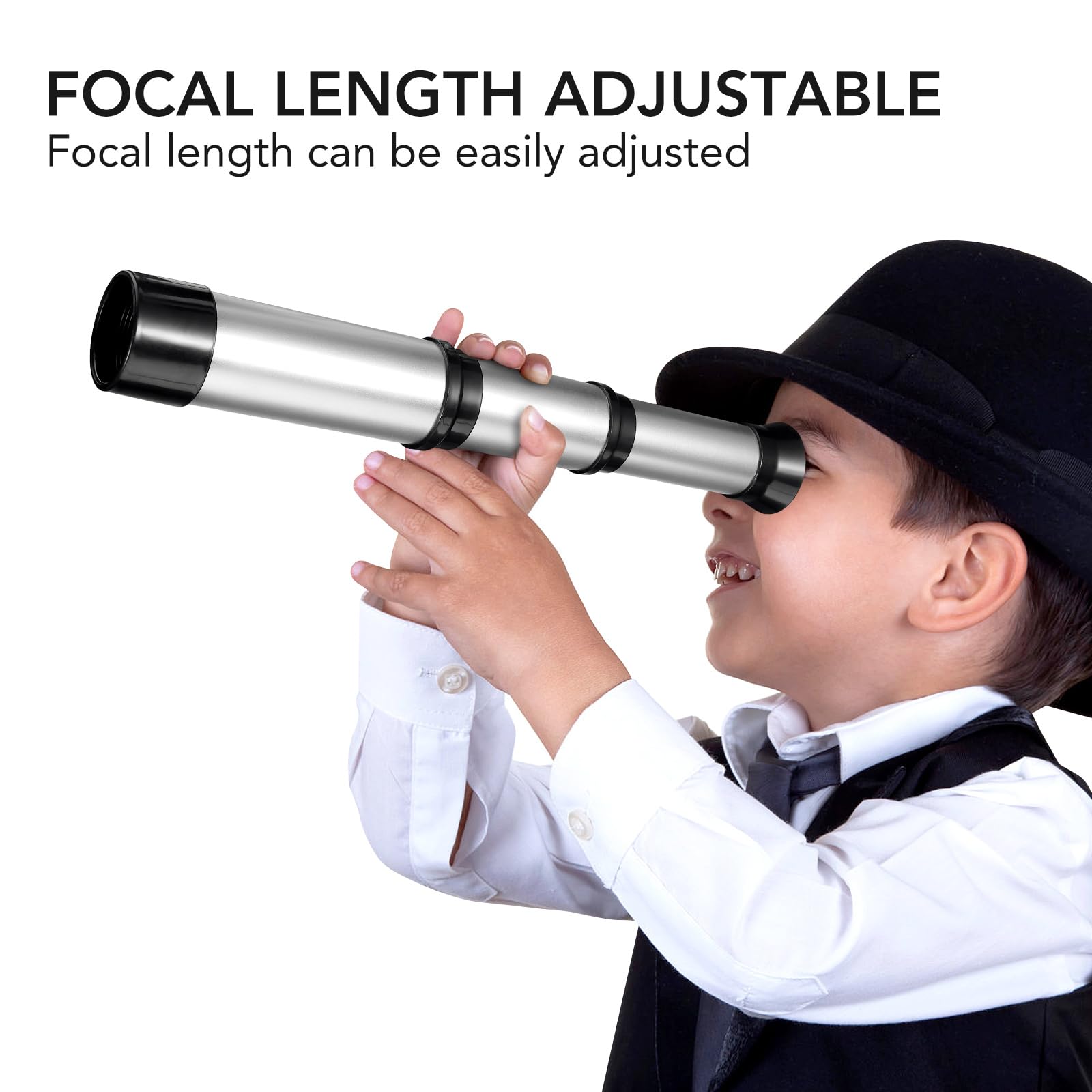 Plastic Telescope for Boy Pirate Costume - Creative Magnifier Silver Foldable Props Spyglass Accessories