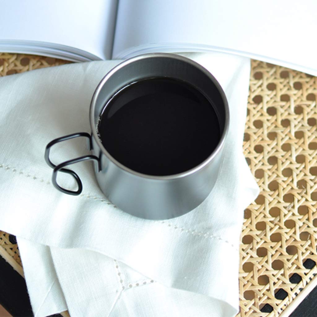 Kaffee-Becher Edelstahl-Becher kann aufgehängt Werden Kapazität Becher mit Griff-Vakuum-isoliert Doppelschicht-Kaffeetasse Einfache tragbare Teetasse 400ml (Color : White)