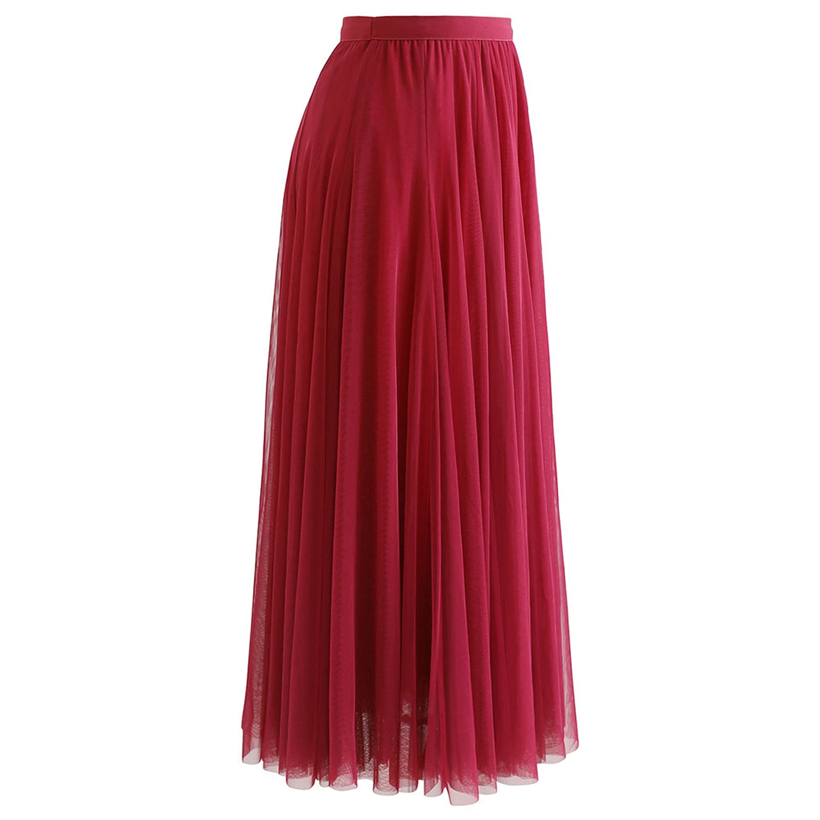Chicwish Damen Flieder/Creme/Grau/Rosa/Schwarz, mehrlagiger Mesh-Ballett-Ballett-Party-Tüll-Tutu-Maxirock in A-Linie