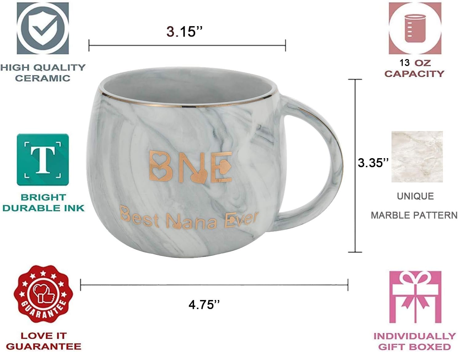 Suреr Chеар 🛒 Nana Gift Best Nana Ever 13 Ounce Grey Marble Style Ceramic Coffee Mug Drink Cup for Nana Birthday Christmas Thanksgiving Day Present Bеѕt Rеvіеw Nana Gift Best Nana Ever 13 Ounce Grey Marble Style Ceramic Coffee Mug Drink Cup for Nana Birthday Christmas Thanksgiving Day Present