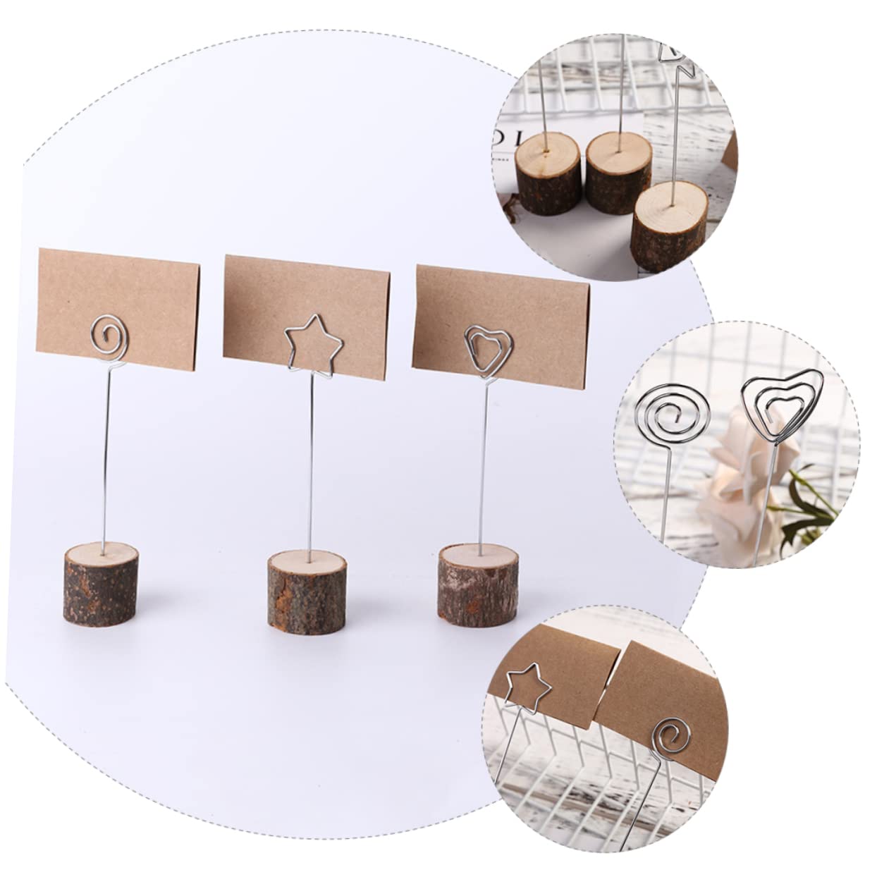 60piezas Porta Notas De Madera Para Bodas Clips De Madera Adornos De Escritorio Porta Números De Mesa Suministros Para Bodas