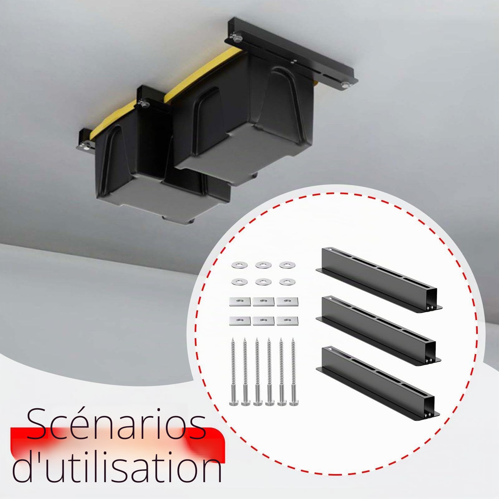 Lot de 3 Supports de Rangement pour Bacs de Plafond, Rails de Plafond pour Garage