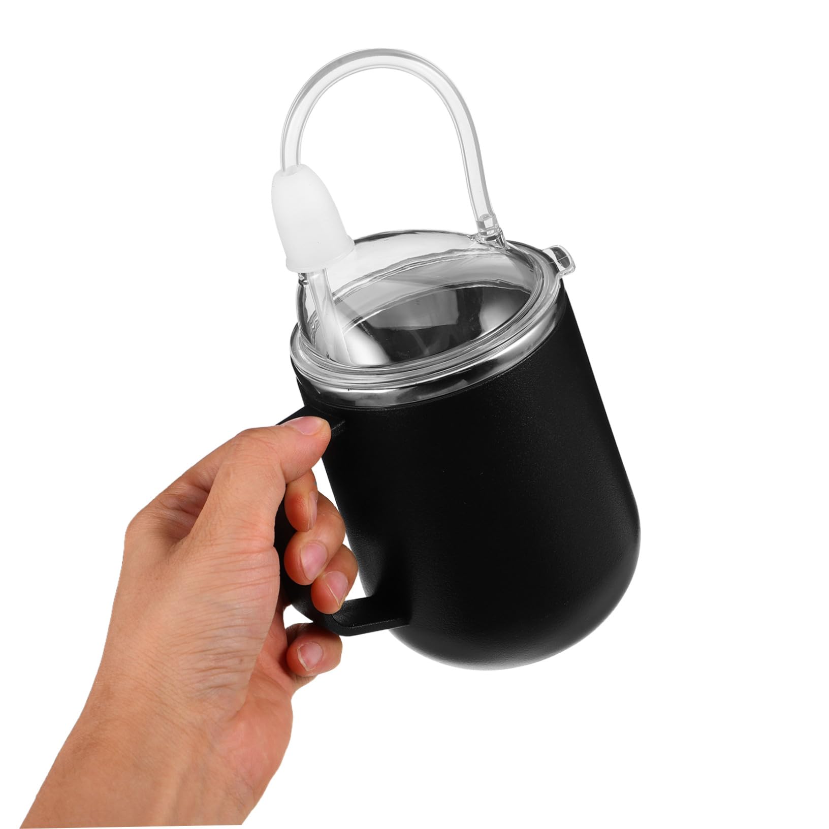 Auslaufsicherer Edelstahl Pflege-trinkbecher mit Strohhalm für Senioren Ergonomischer Griff Stabiler Lidded Cup für Betroffene Patienten und Flüssigkostversorgung