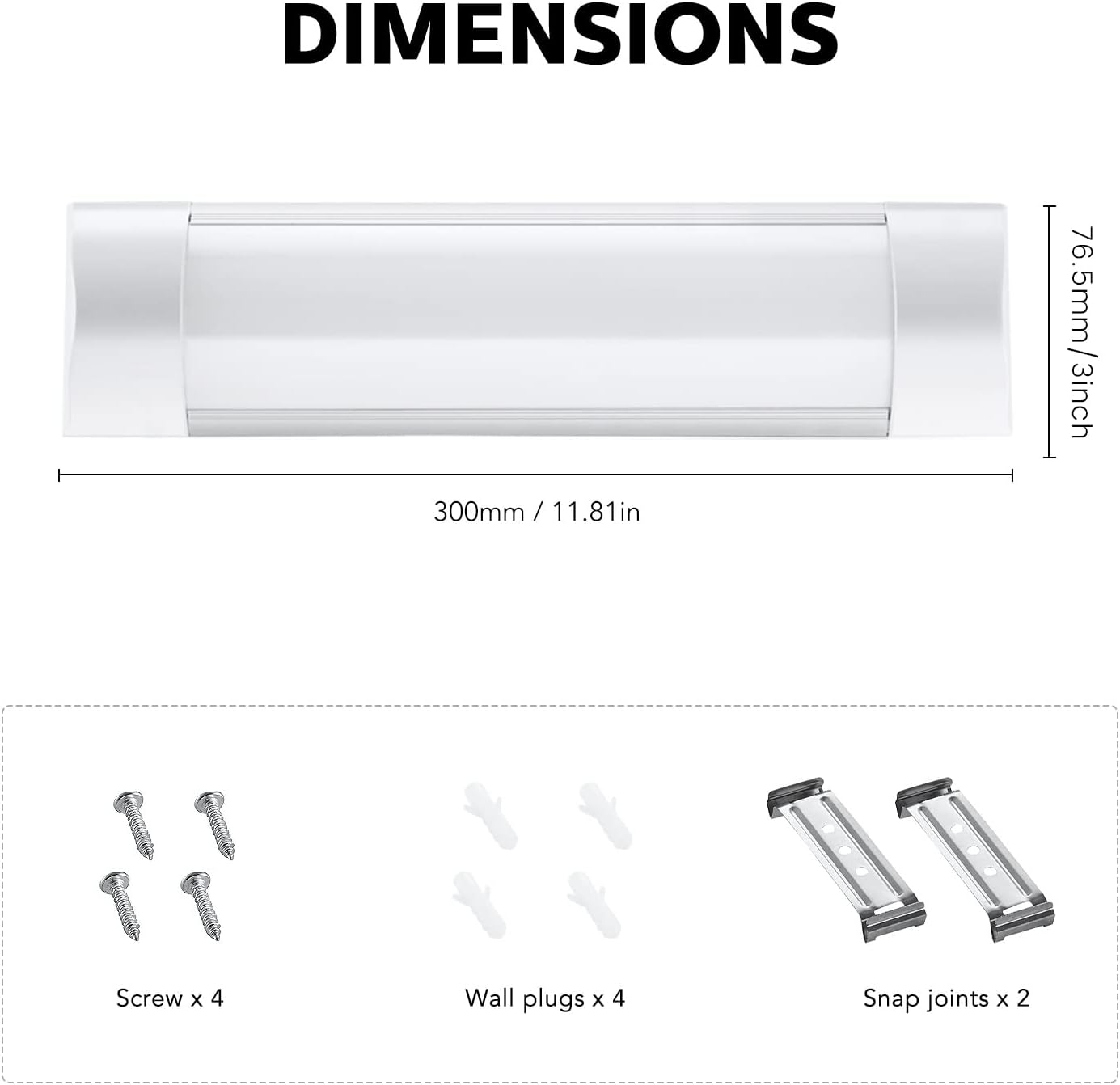 papasbox 10W LED Tube Light,1FT Led Shop Light Fixture,6500K Cold White,11.81in 1200Lm LED Garage Closet Light Ceiling Light for Office Home Basement,No Plug,No Ground Wire