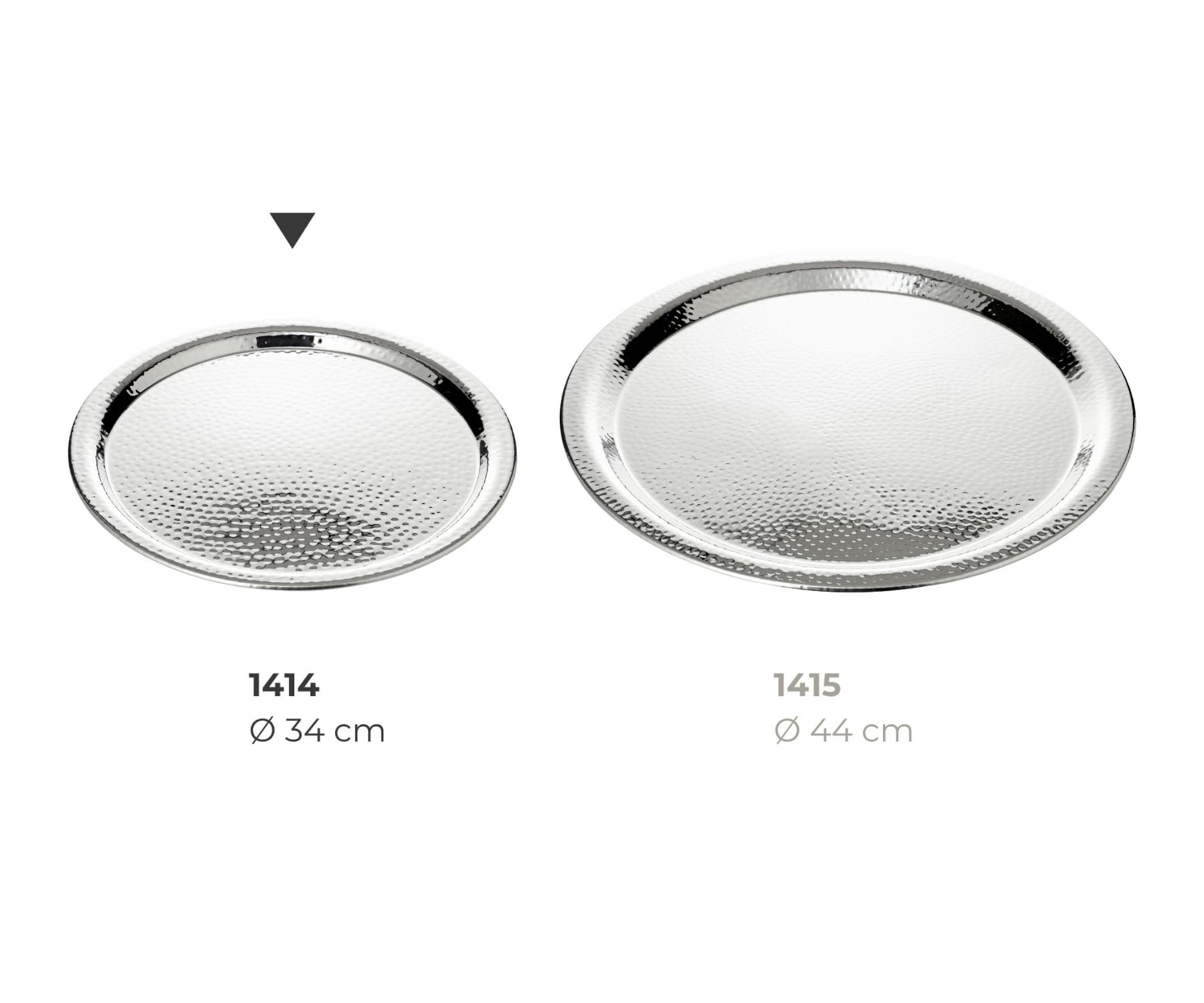 EDZARD Tablett Martella (ø 34 cm) rund, Edelstahl hochglanzpoliert, gehämmert - Serviertablett, Dekotablett, Rundes Tablett