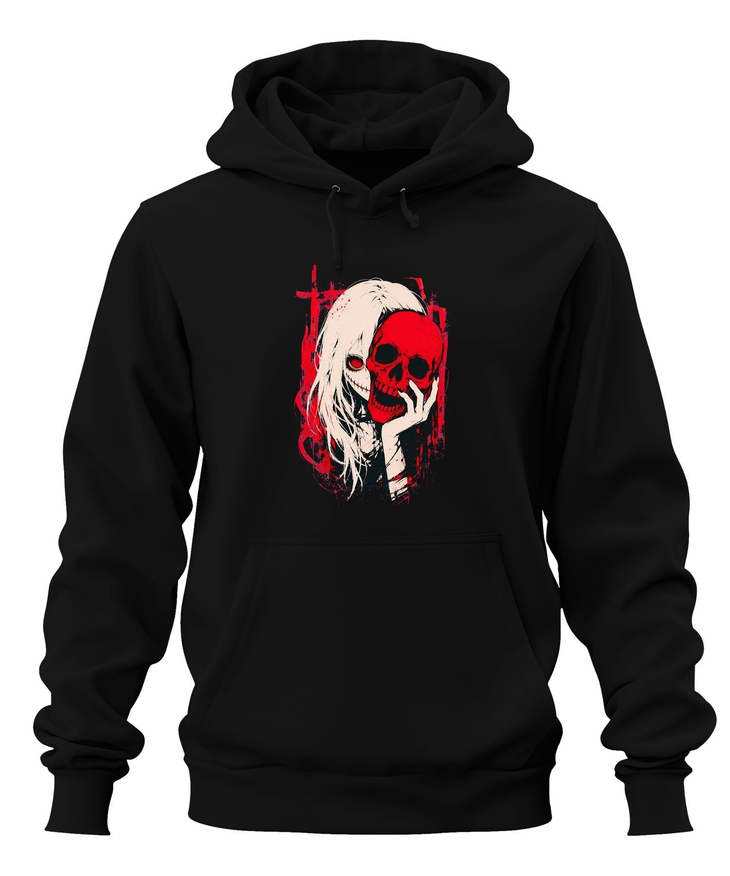 Dark Gothic Anime dziewczęca czerwona bluza z kapturem