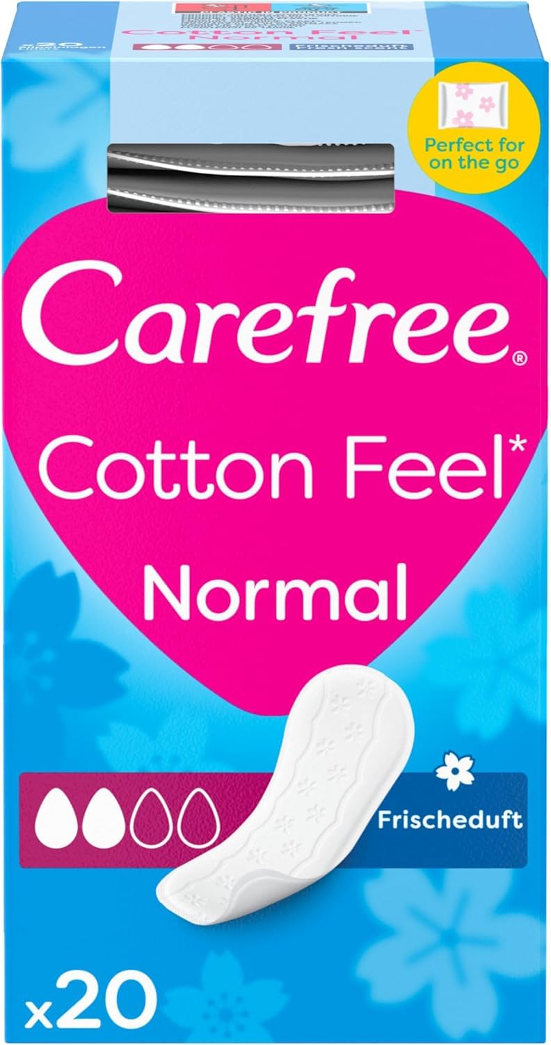 Carefree Cotton Feel Fresh Scent Panty Liners (1x Pack of 20), Soft and Comfortable Panty Liners for Women for Daily Use, Long-Lasting Freshness, 100% Breathable Underwear Protection