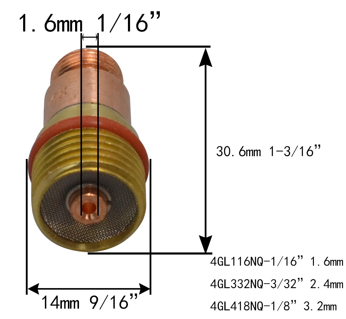 RIVERWELD Ugello al quarzo trasparente Vetro 53NQCNLD Collettore Gas Lens Corpo 4C116GS-1,6 mm 2,4 mm 4GL116NQ-1,6 mm Kit WP SR 17 18 26 Torcia per saldatura TIG 56 pz