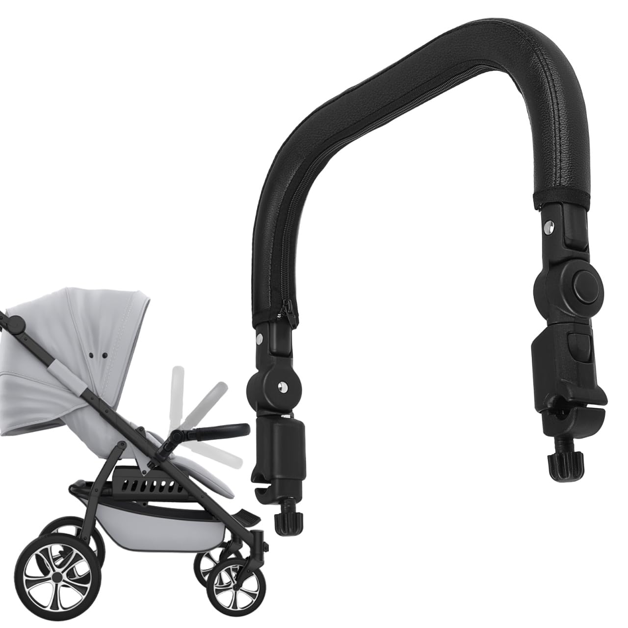 Photo 1 of SAFIGLE Universal Baby Stroller Bumper Bar Replacement Adjustable Detachable Pu Leather Handrail Crossbar Compatible with 98 Strollers 15.3 Inch