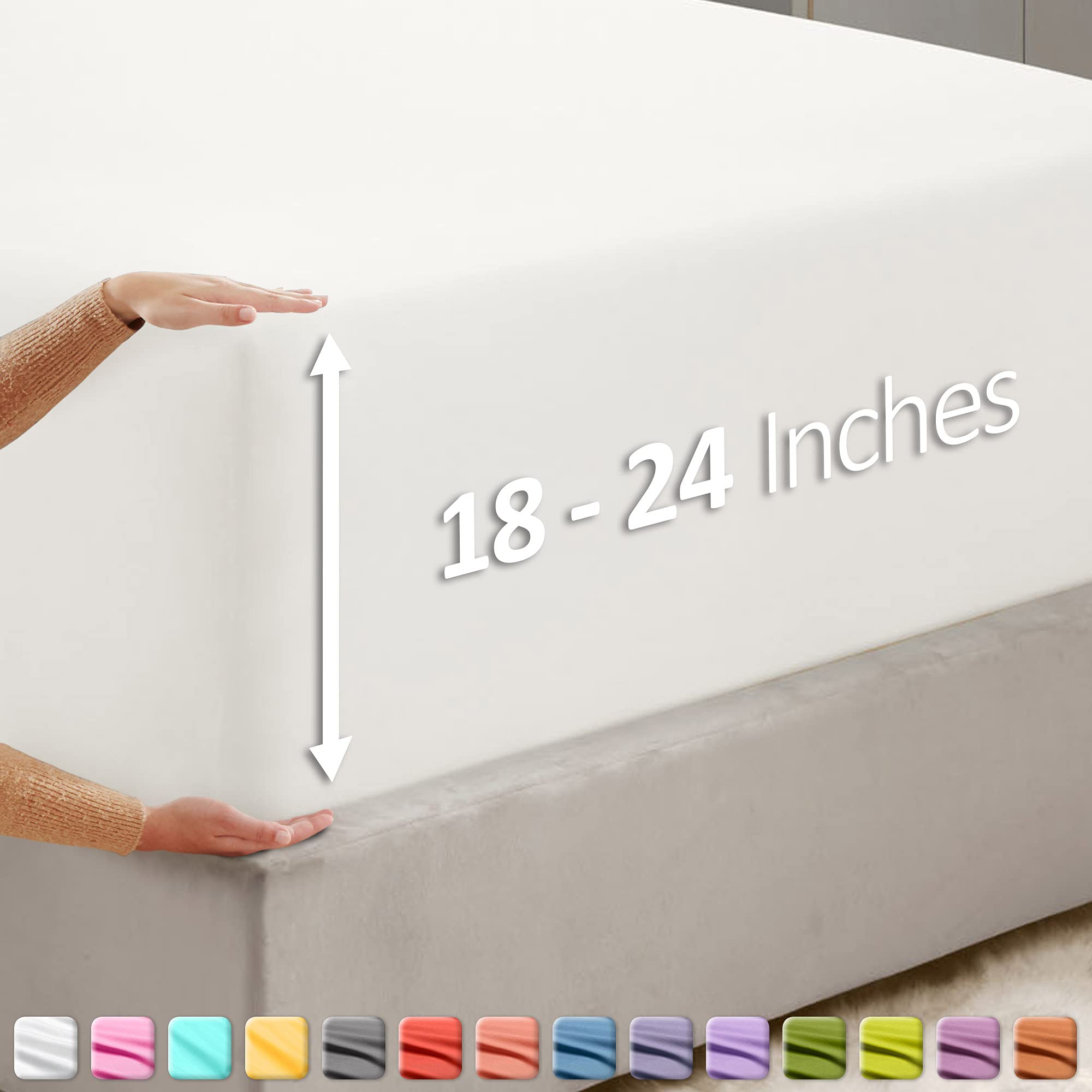 Hearth & Harbor Extra Deep Pocket King Fitted Sheet, White Fitted Sheet King Size, 1800 Microfiber King Fitted Sheet Only - Image 3