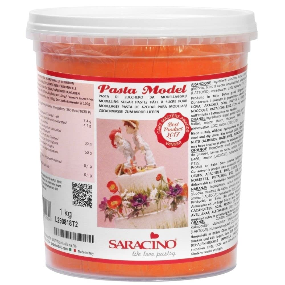 Saracino We Love Pastry Orange Saracino Sugar Paste Model Modelling Paste 1 Kg Gluten Free Made In Italy 1Kg