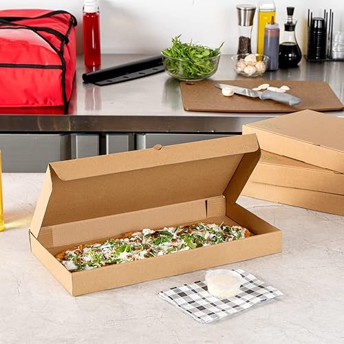 Miniatura 4 de Restaurantware Eco Pie - Cajas de pizza de pan plano de 16 x 8 x 1 pulgadas, 50 cajas desechables de pizza corrugada, cajas de pizza de papel kraft