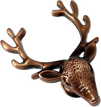 Deer Cabinet Knob, Zinc Alloy Deer Shape Cabinet Handles Wardrobe Knobs Furniture Door Pulls Dresser Drawer Hardware Decorative Animal AntlersRed bronze